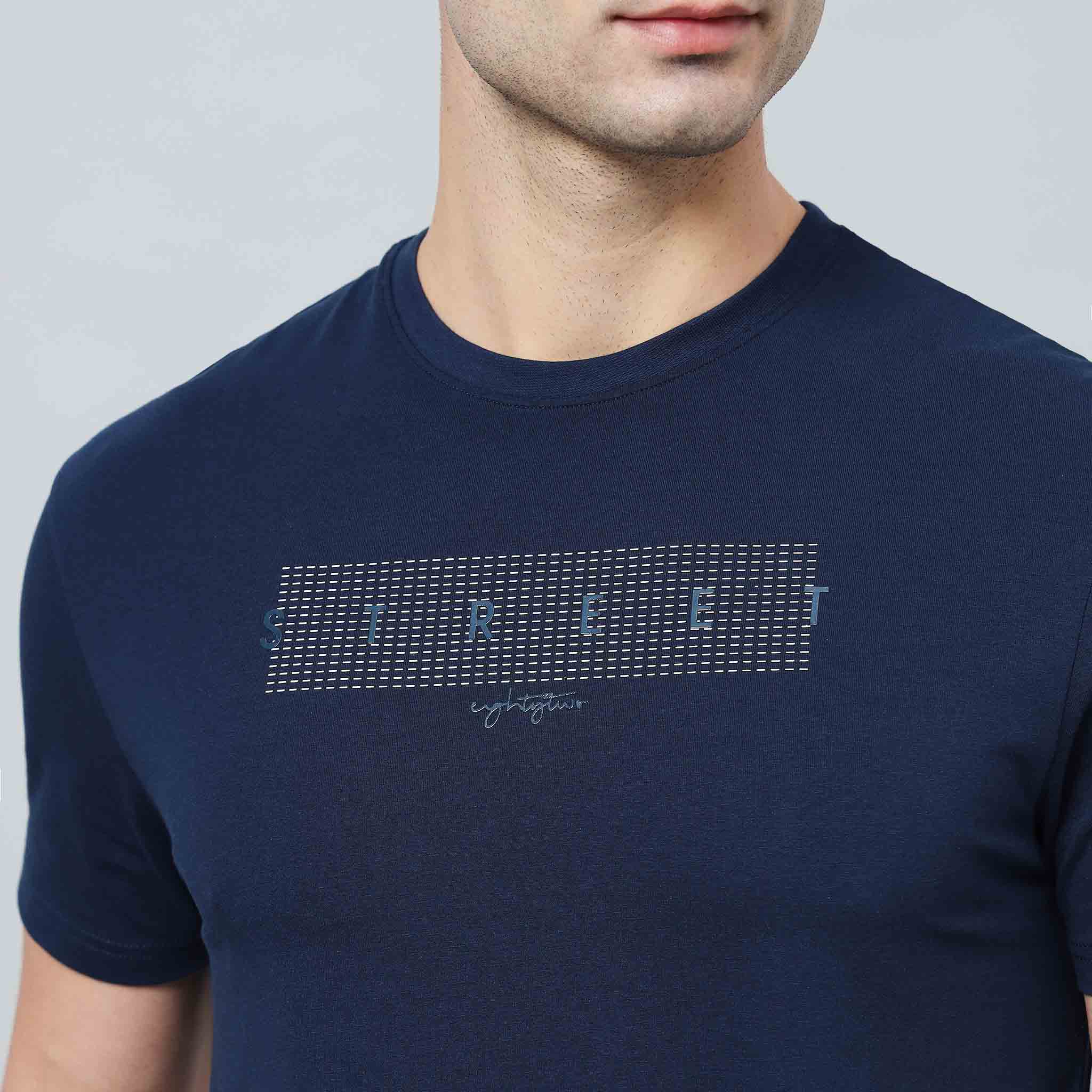 Regular Fit Crew Neck T-shirt - Front silicon print