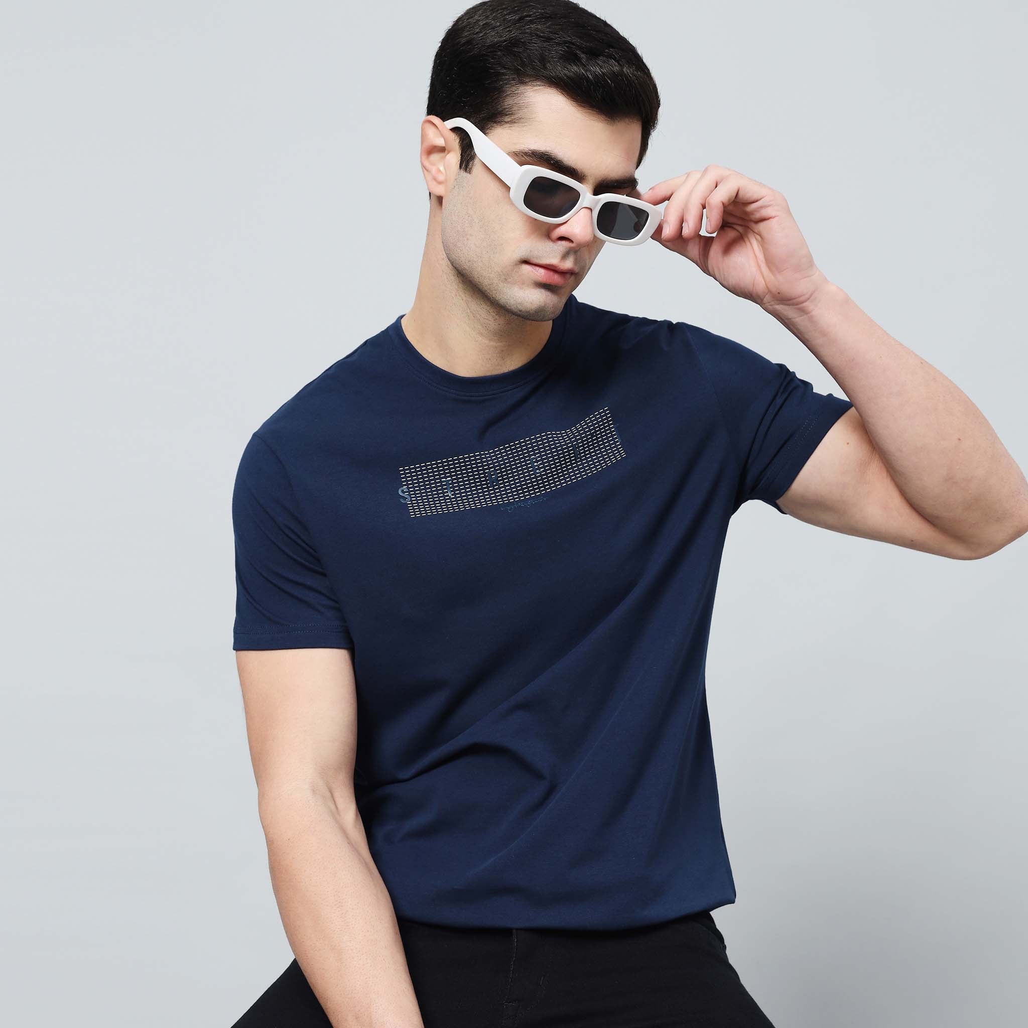 Regular Fit Crew Neck T-shirt - Front silicon print