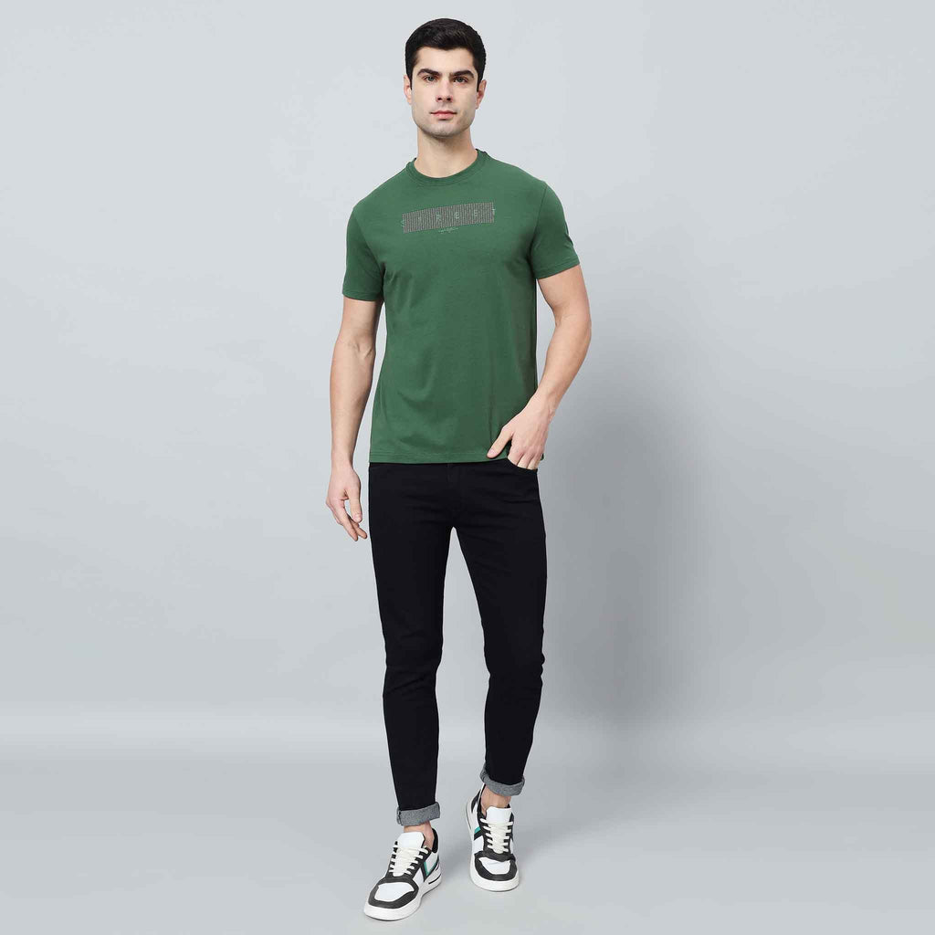 Regular Fit Crew Neck T-shirt - Front silicon print