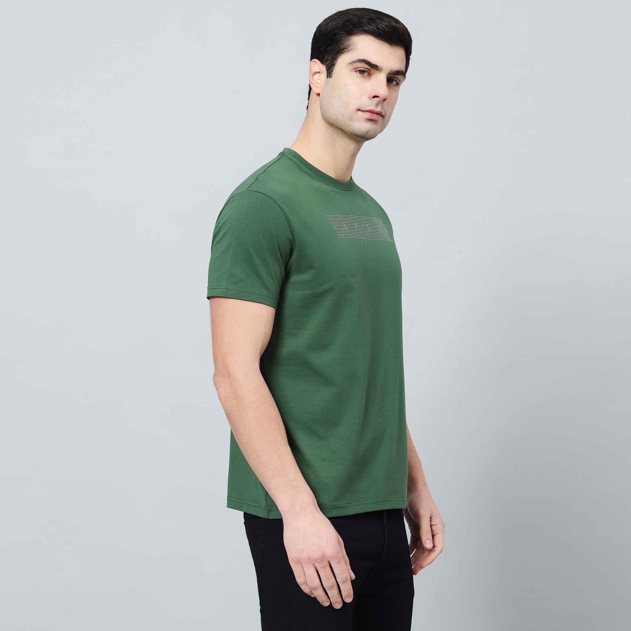 Regular Fit Crew Neck T-shirt - Front silicon print