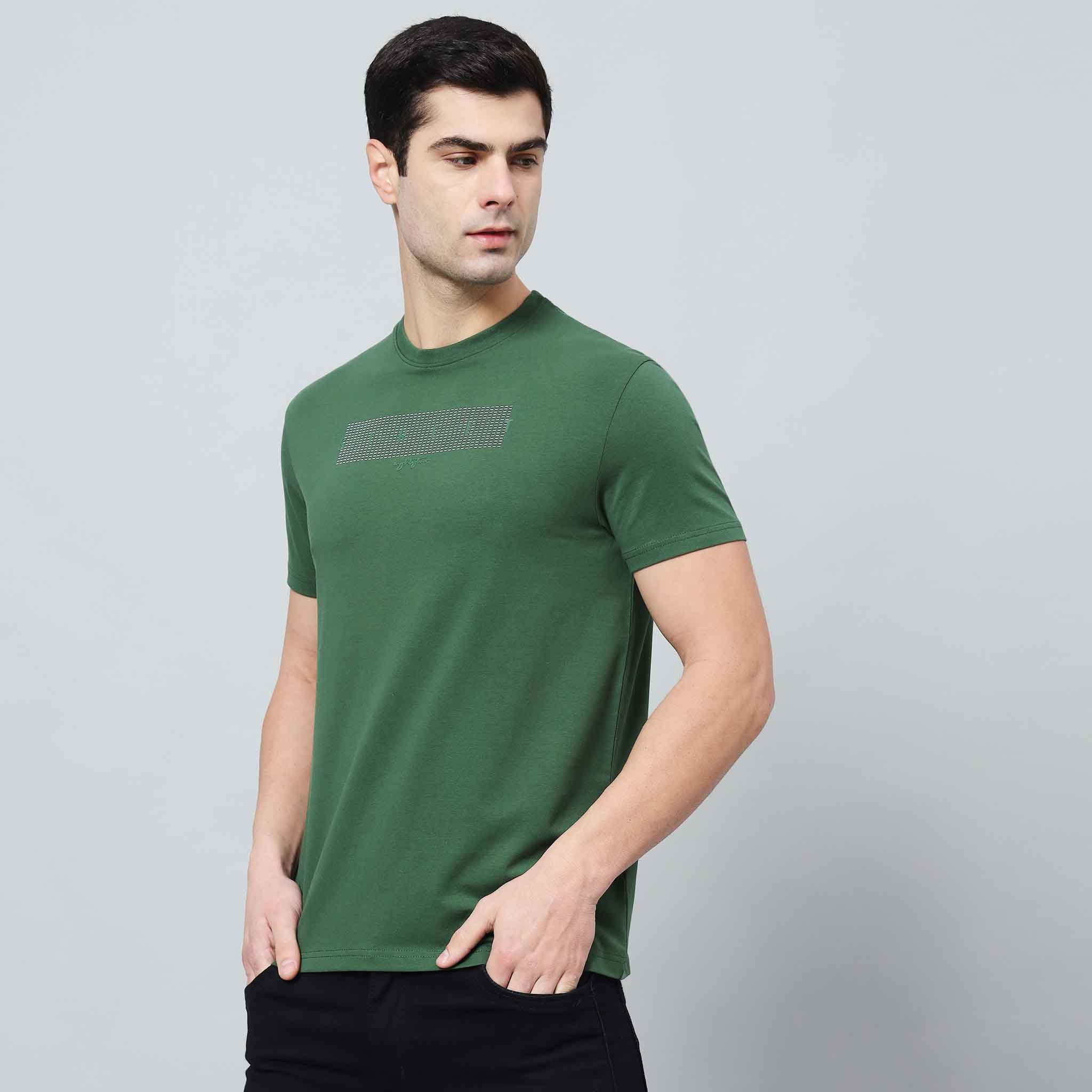 Regular Fit Crew Neck T-shirt - Front silicon print