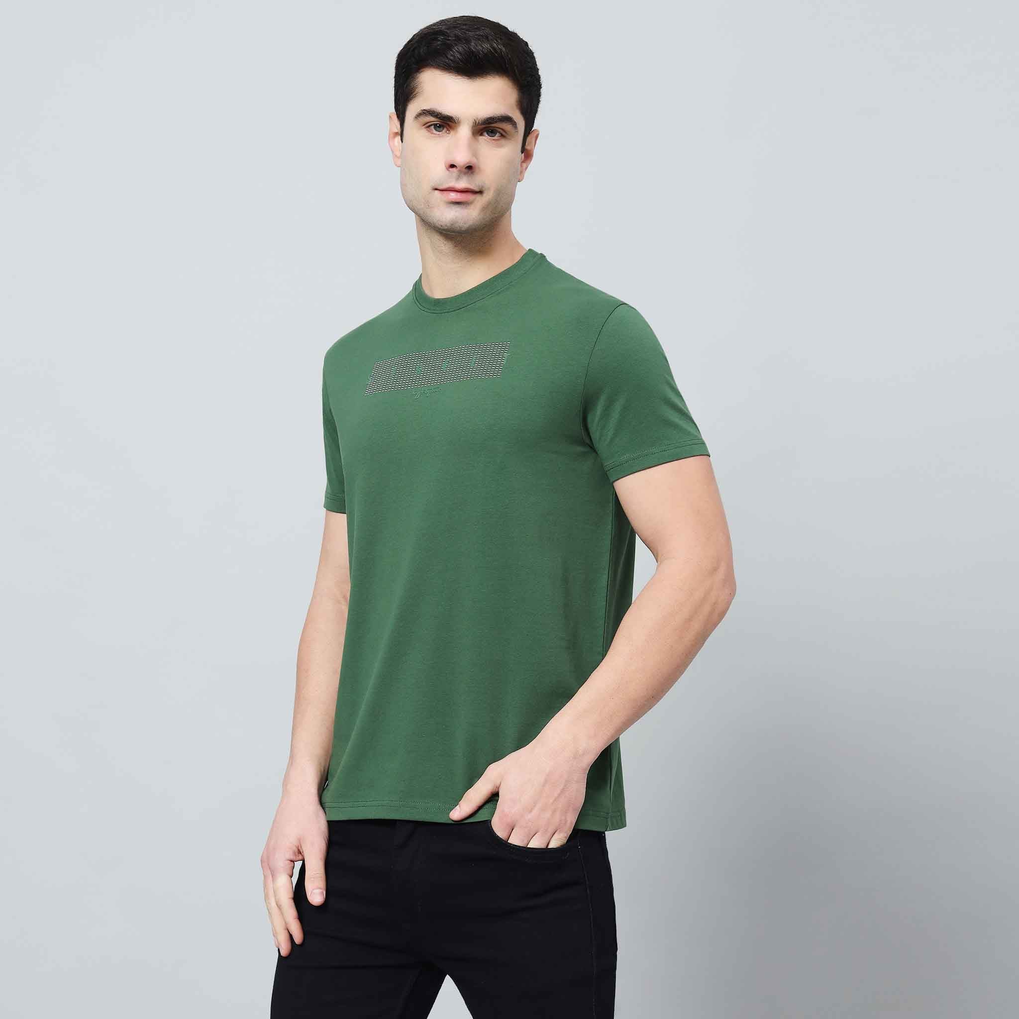 Regular Fit Crew Neck T-shirt - Front silicon print