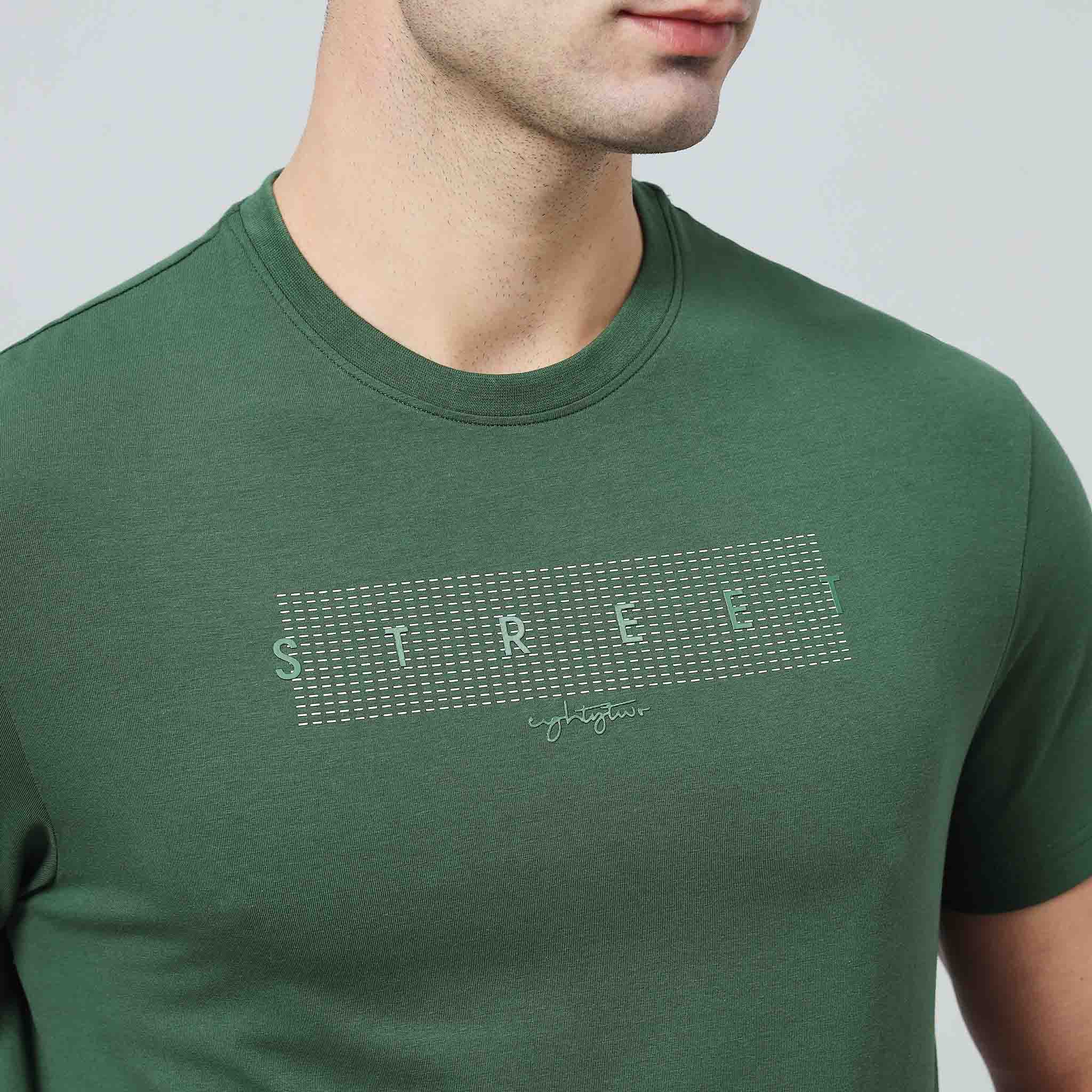 Regular Fit Crew Neck T-shirt - Front silicon print