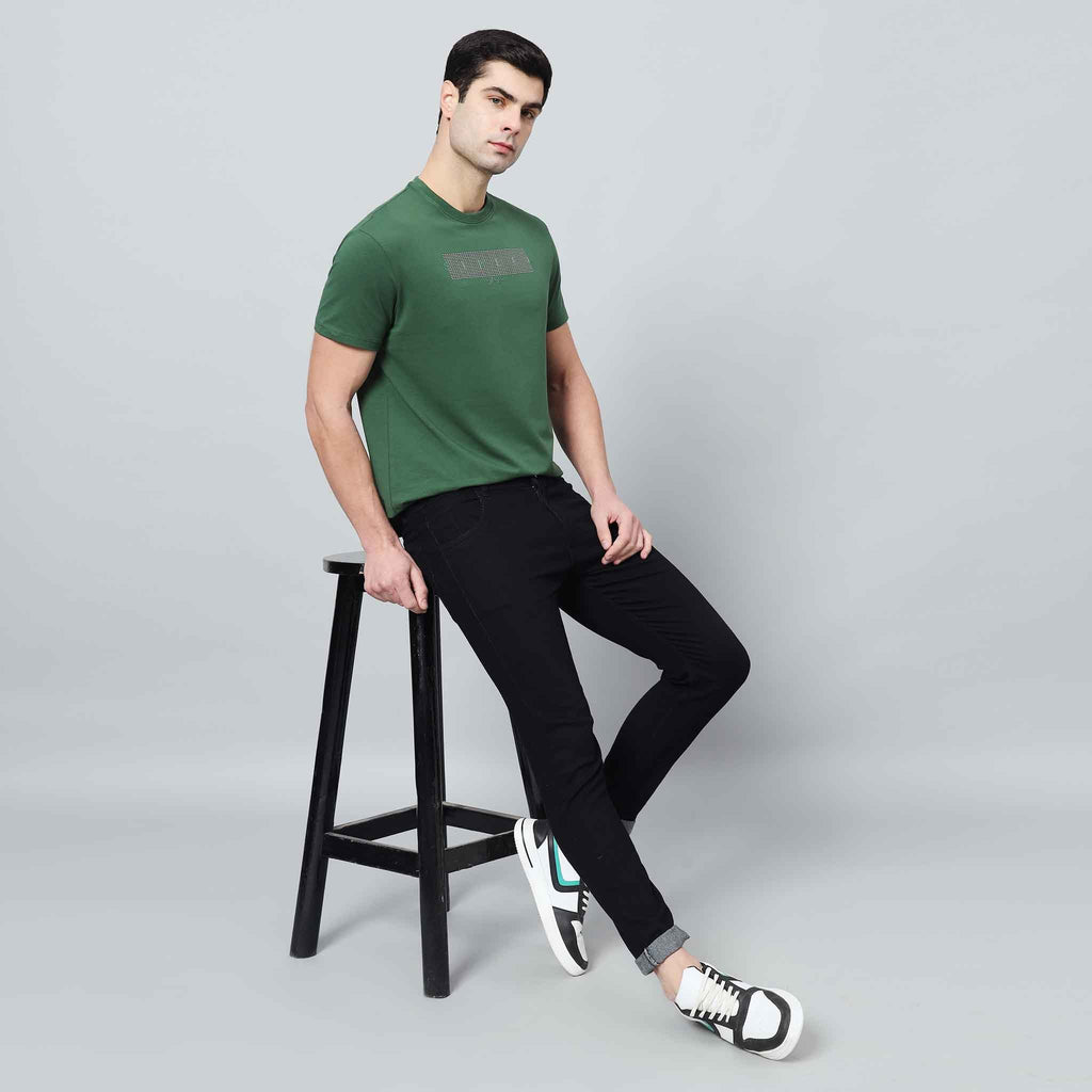 Regular Fit Crew Neck T-shirt - Front silicon print