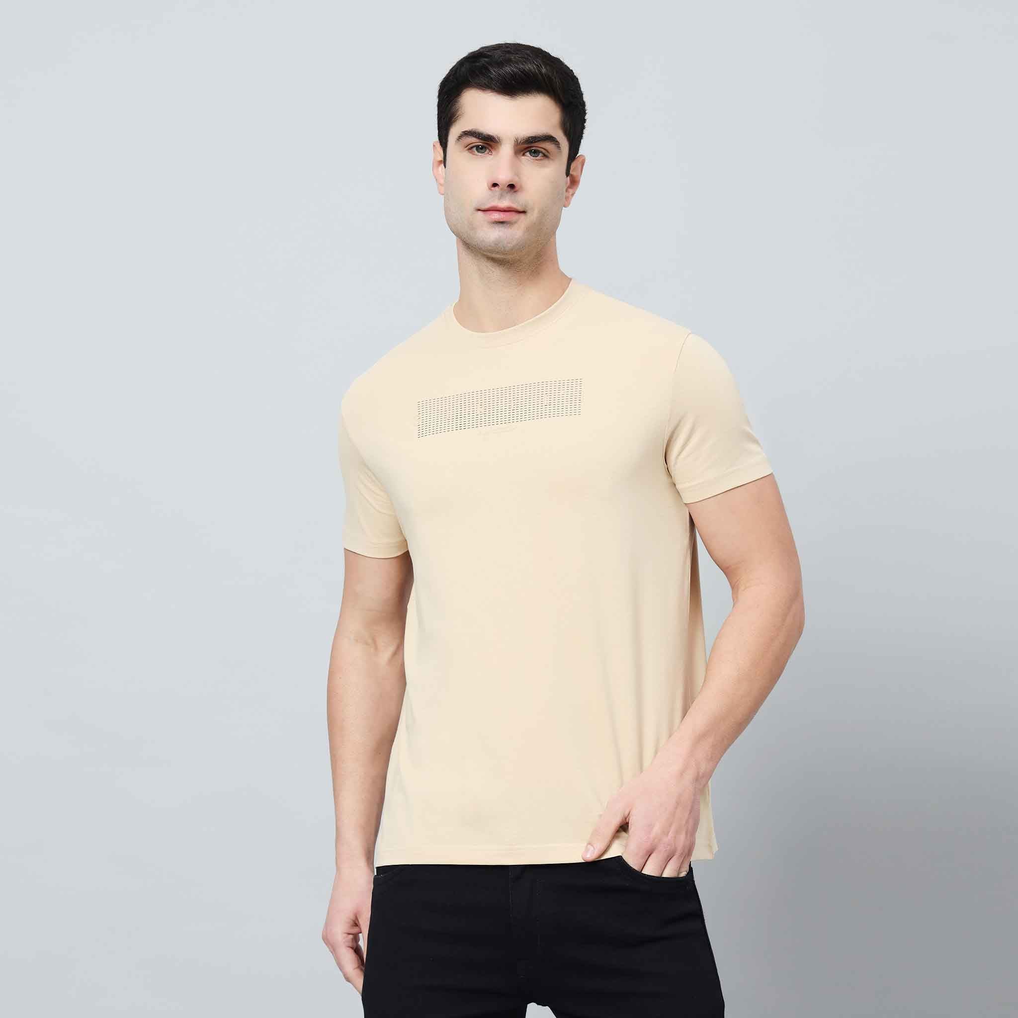 Regular Fit Crew Neck T-shirt - Front silicon print