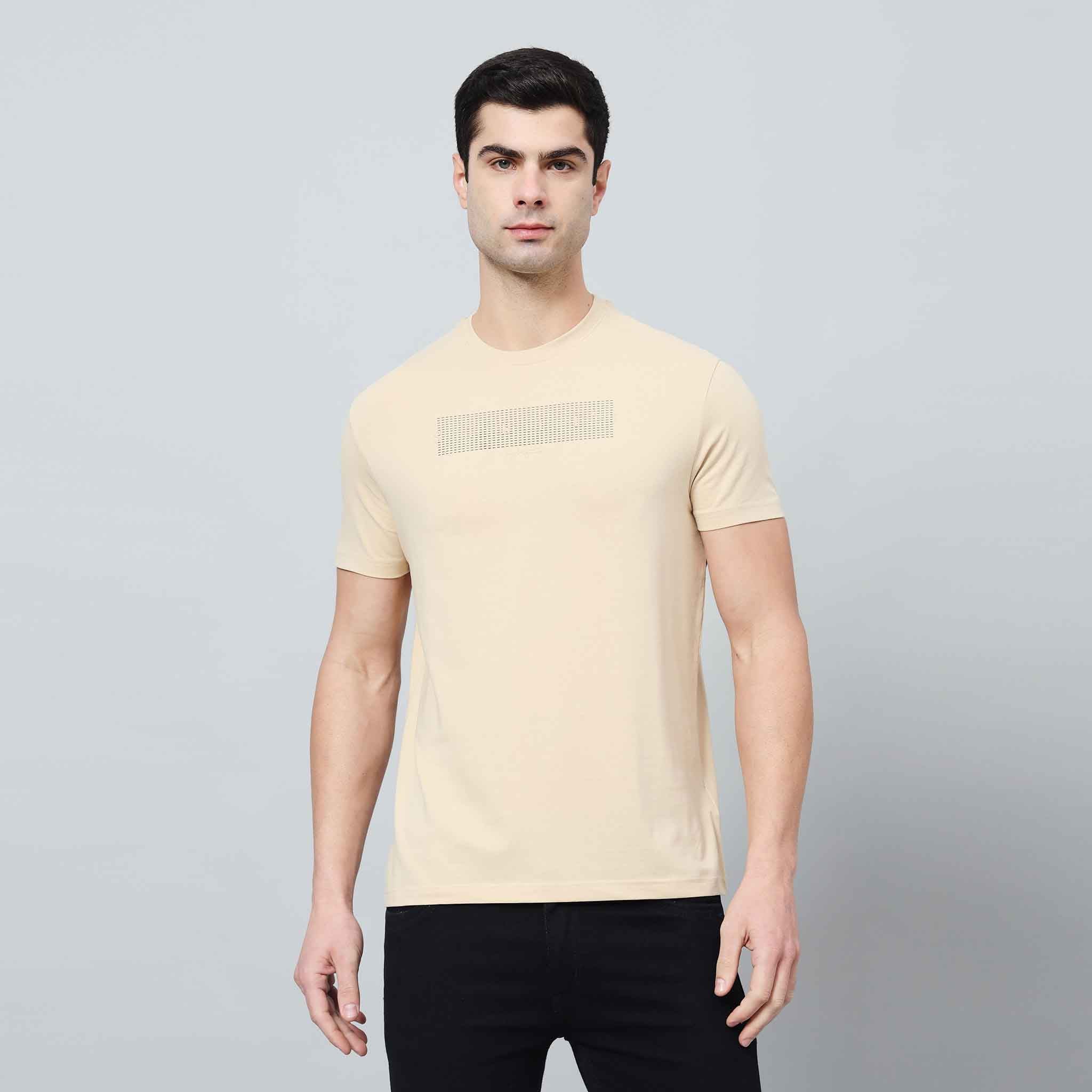 Regular Fit Crew Neck T-shirt - Front silicon print