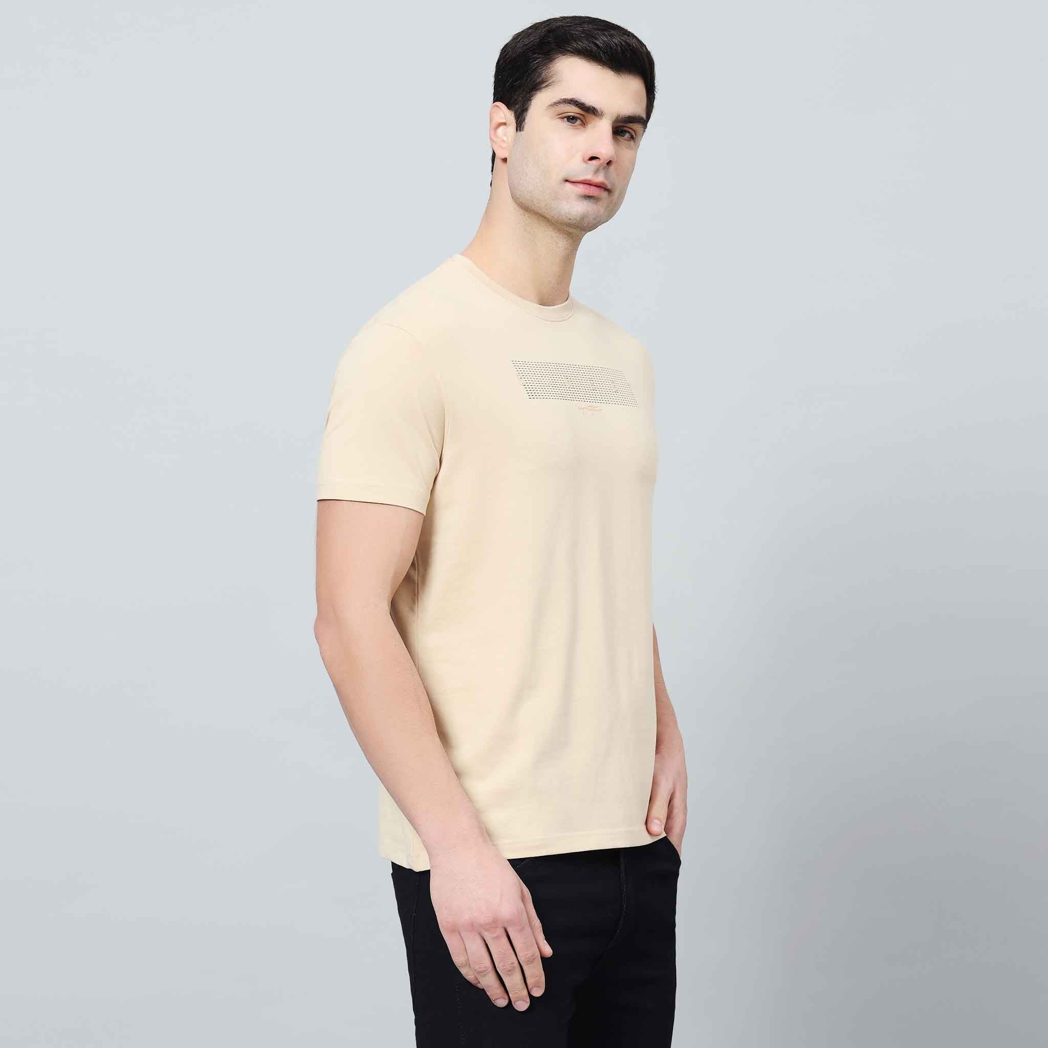 Regular Fit Crew Neck T-shirt - Front silicon print