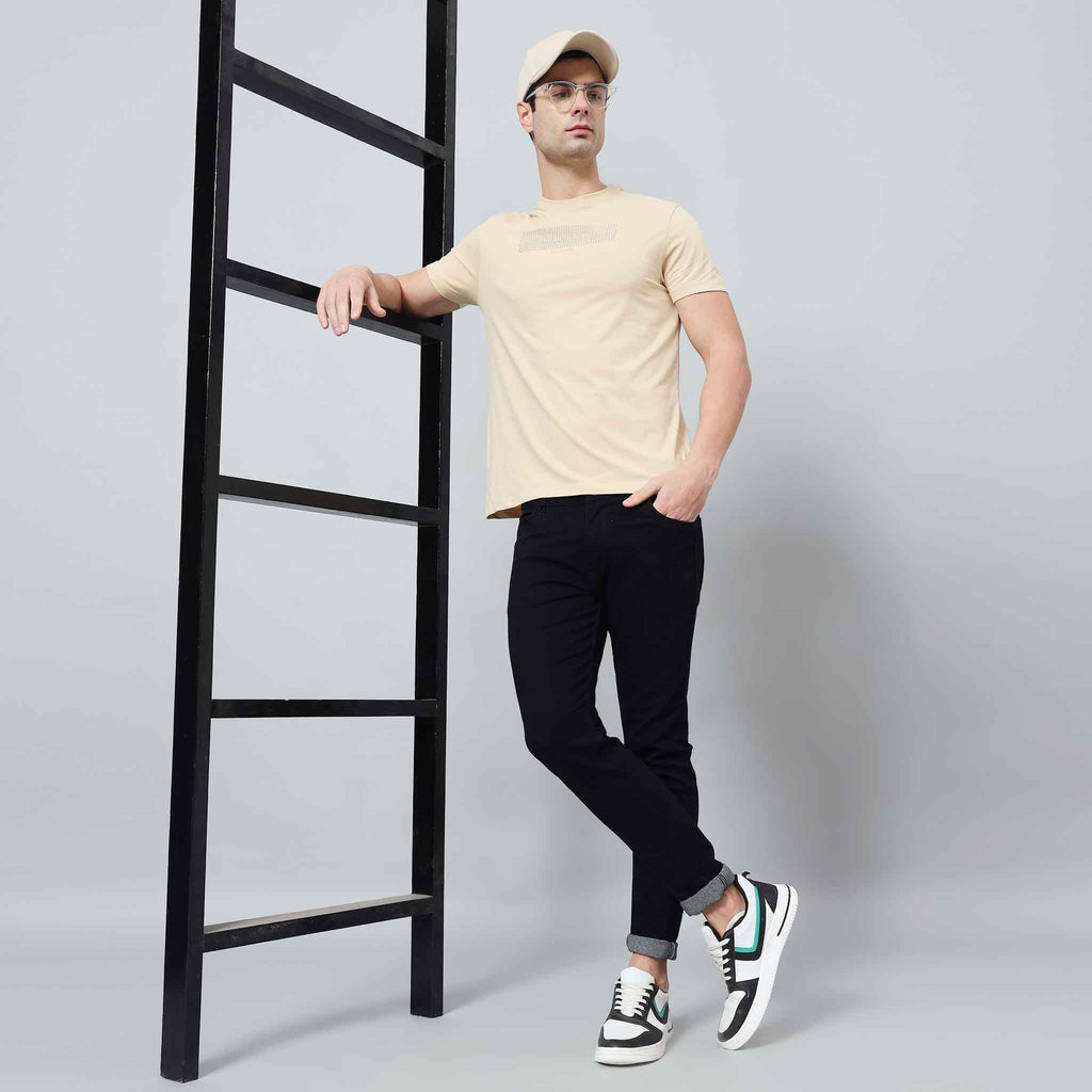 Regular Fit Crew Neck T-shirt - Front silicon print