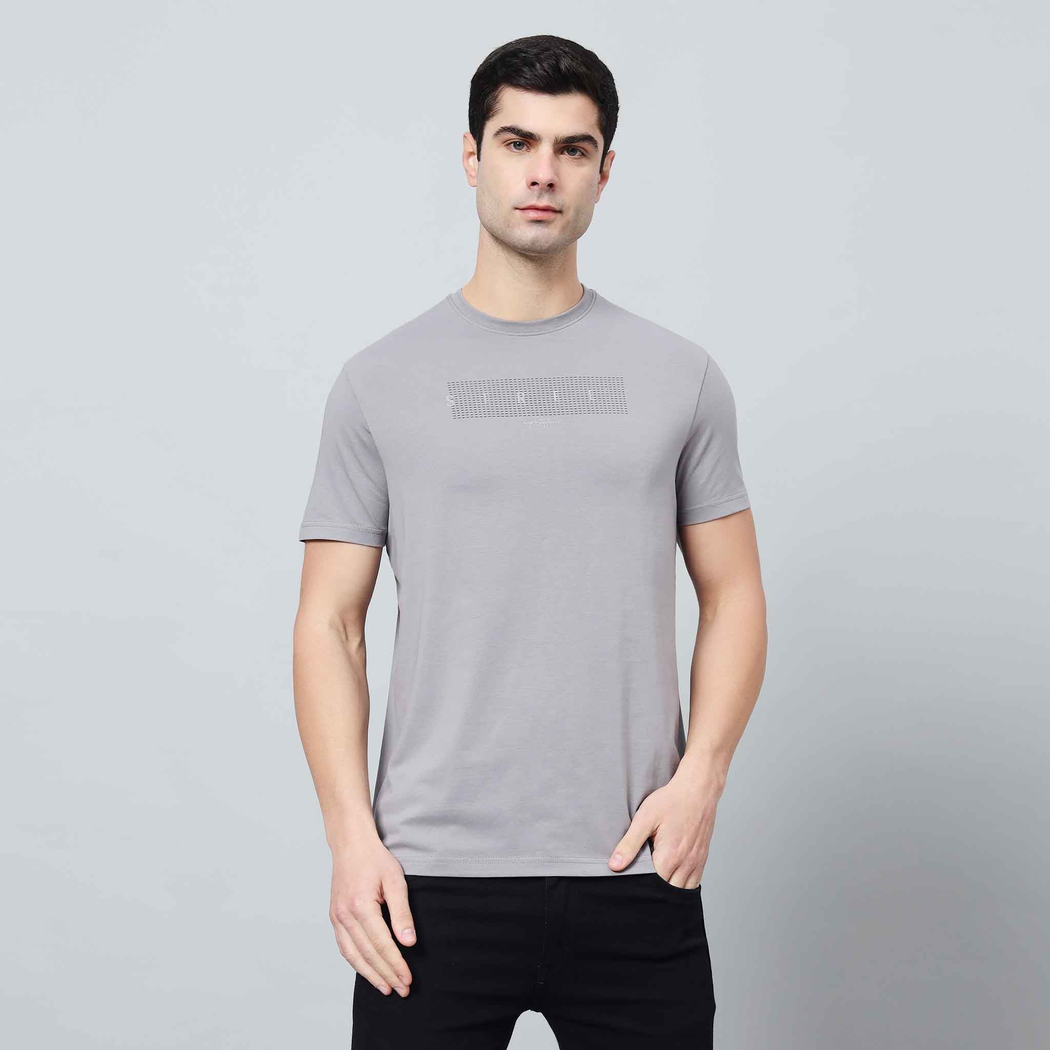 Regular Fit Crew Neck T-shirt - Front silicon print