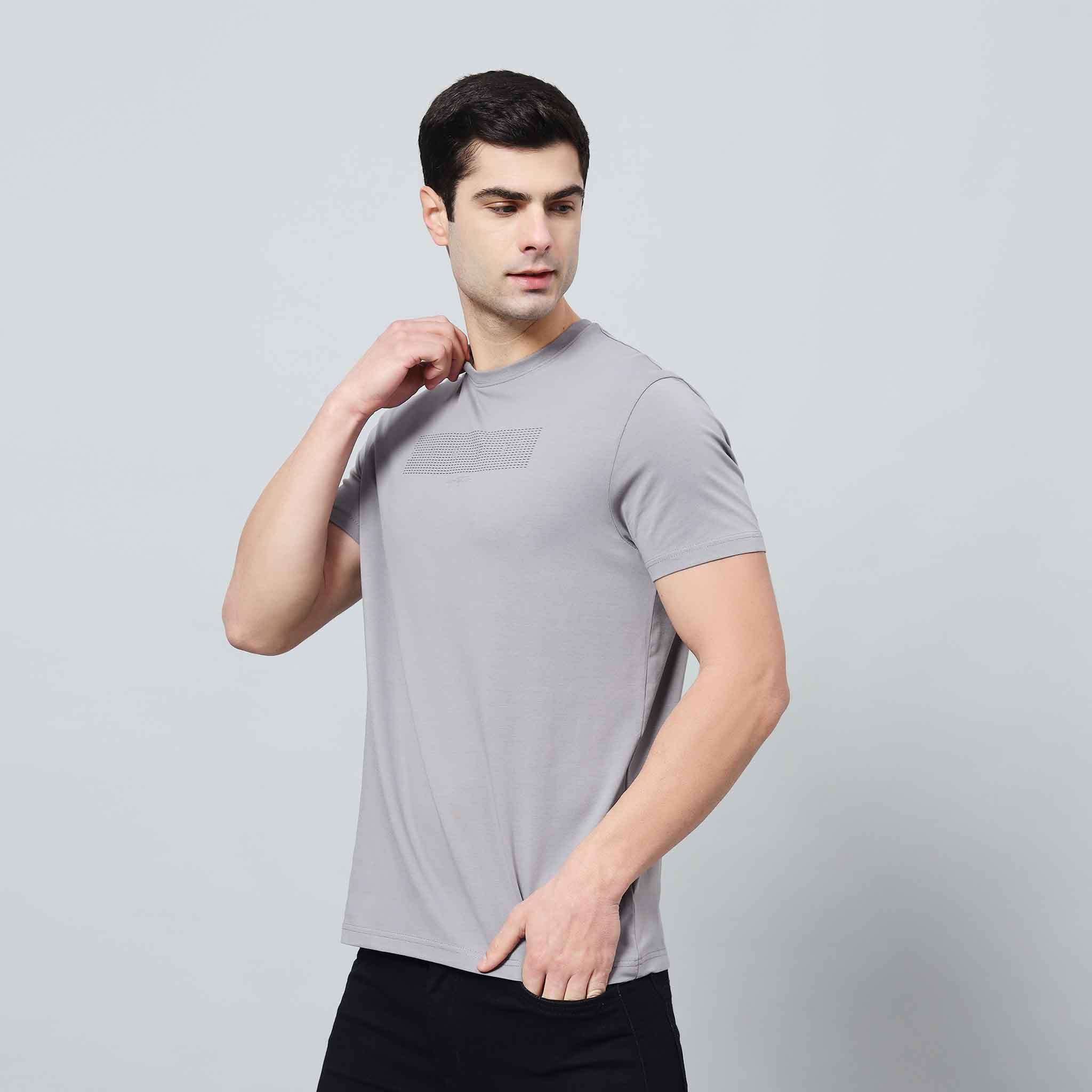 Regular Fit Crew Neck T-shirt - Front silicon print