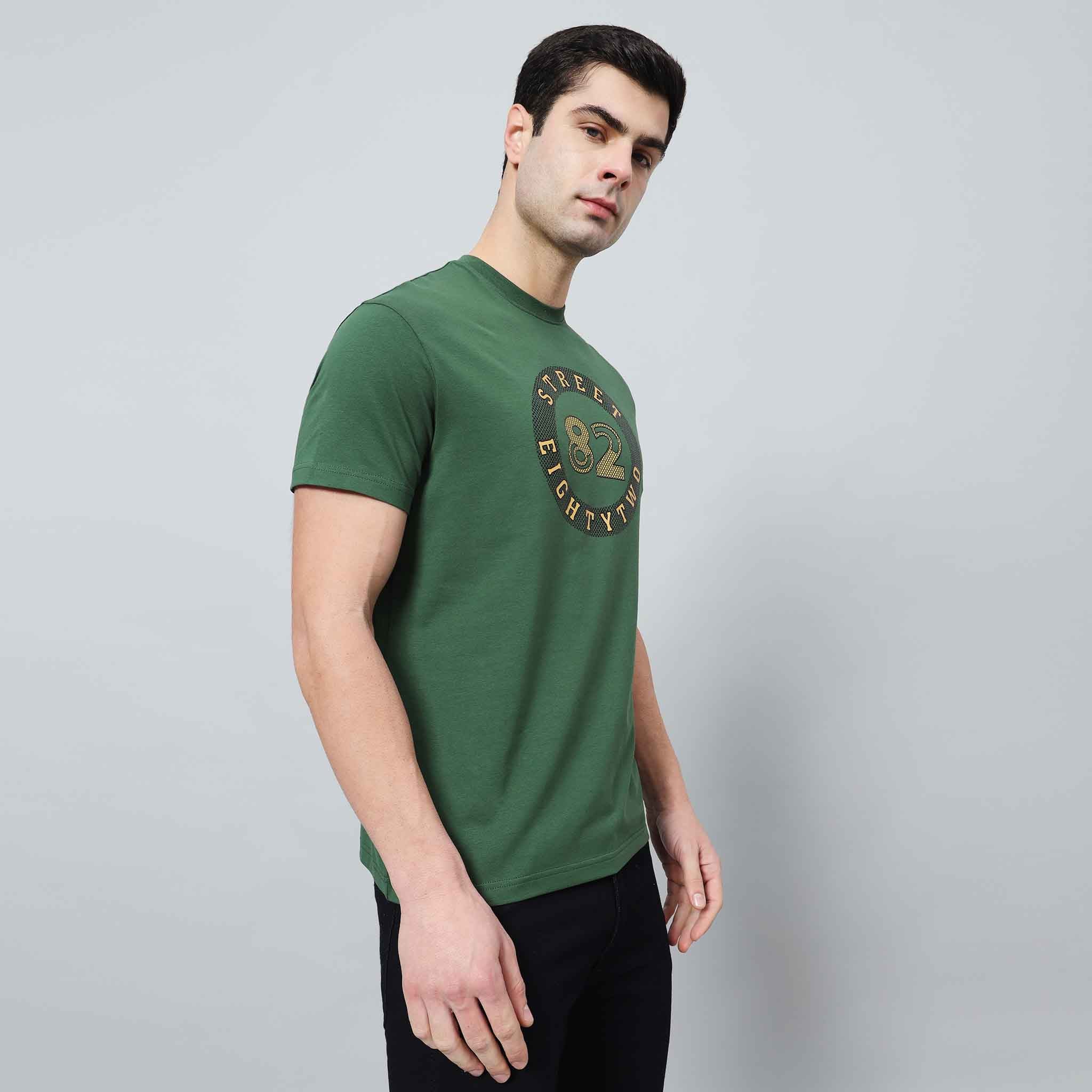Regular Fit Crew Neck T-shirt with Circle Logo Print