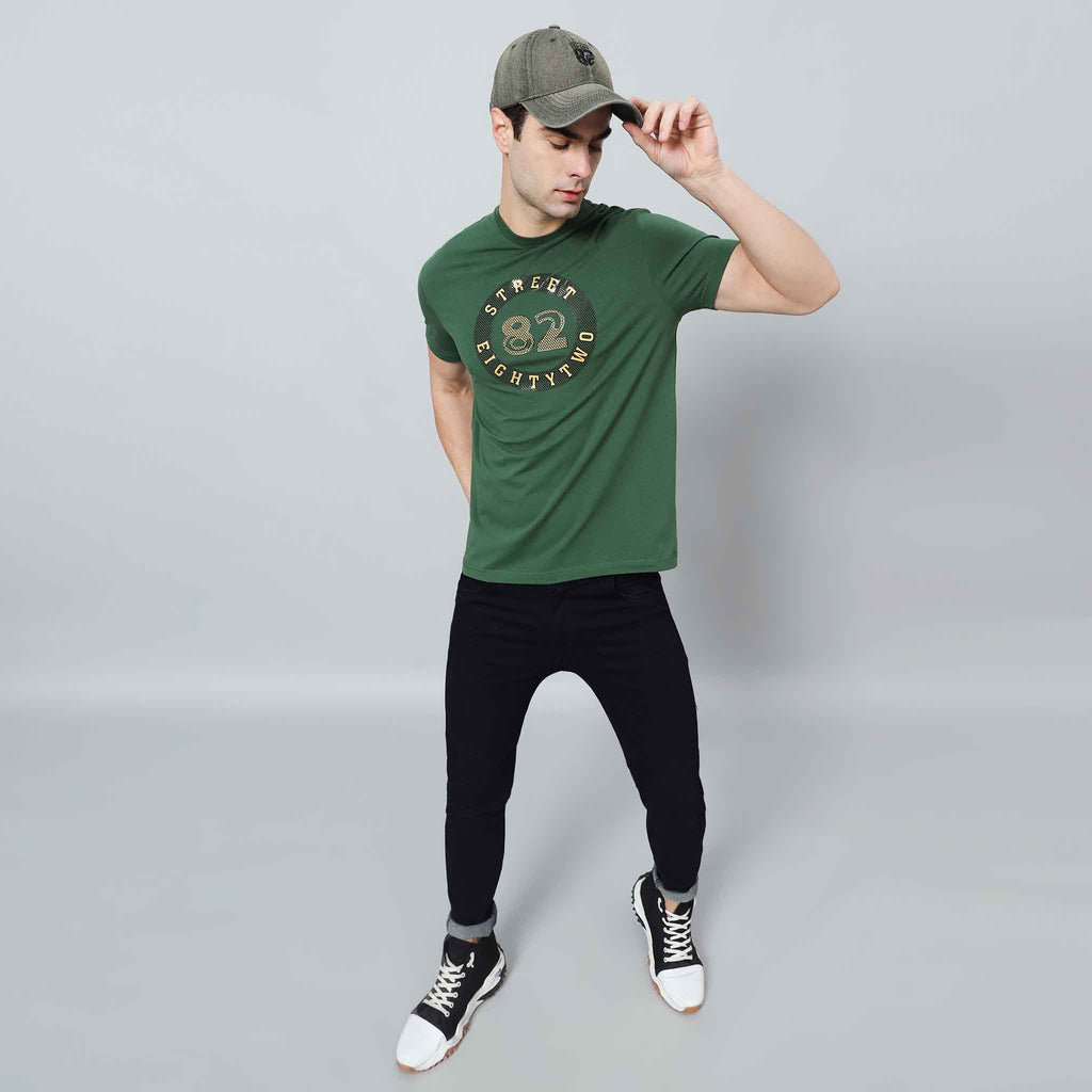 Regular Fit Crew Neck T-shirt with Circle Logo Print
