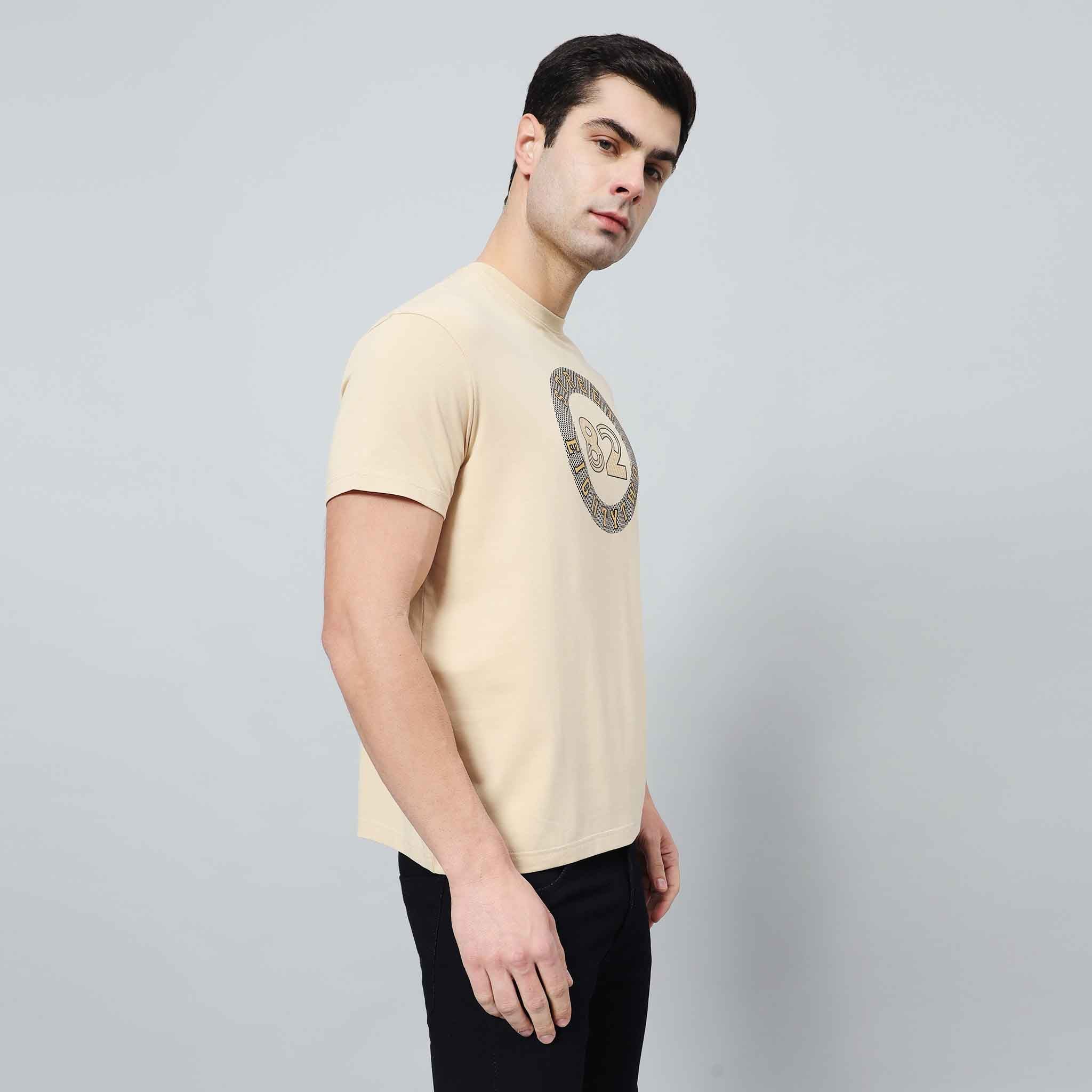 Regular Fit Crew Neck T-shirt with Circle Logo Print