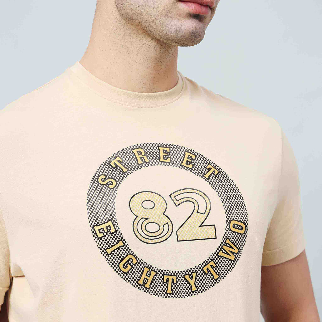 Regular Fit Crew Neck T-shirt with Circle Logo Print