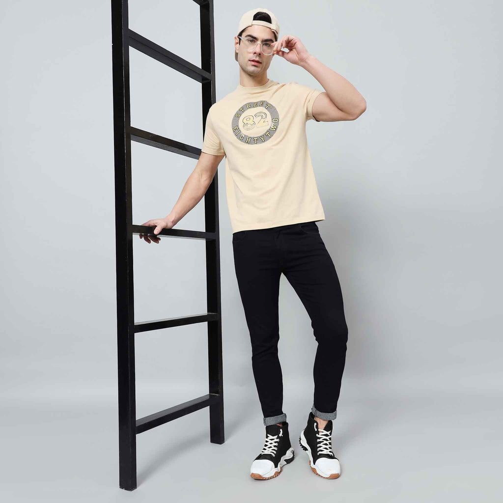 Regular Fit Crew Neck T-shirt with Circle Logo Print