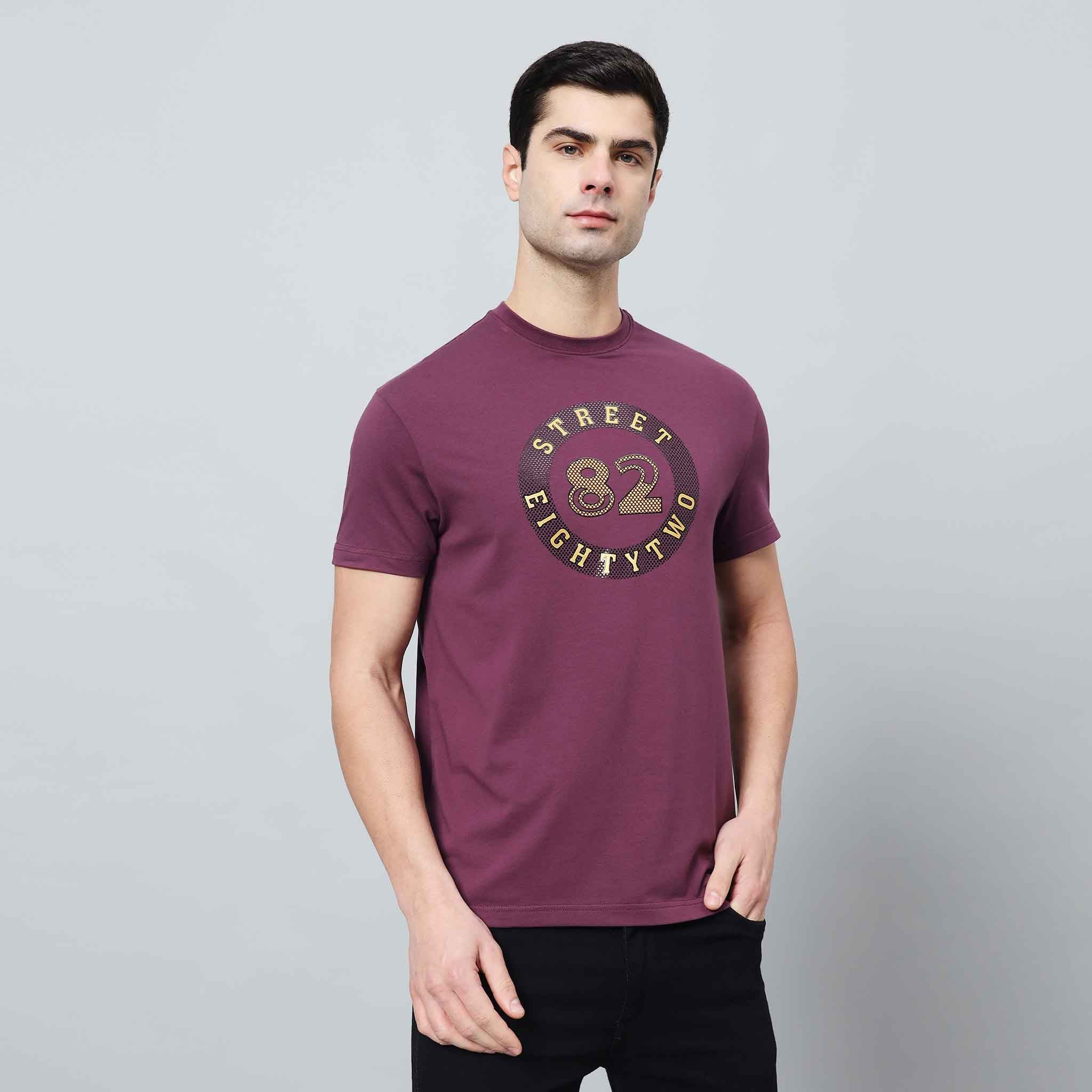 Regular Fit Crew Neck T-shirt with Circle Logo Print