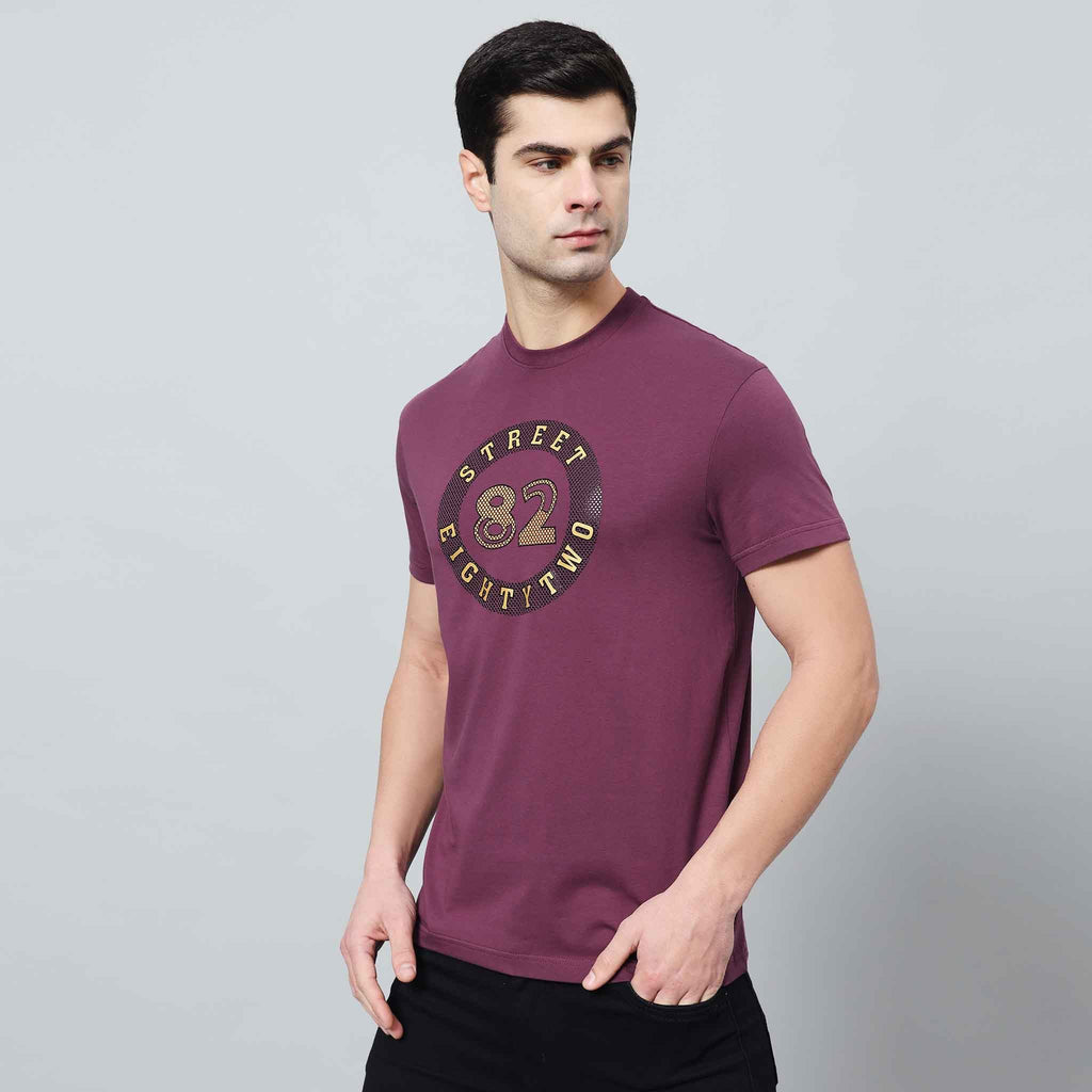 Regular Fit Crew Neck T-shirt with Circle Logo Print