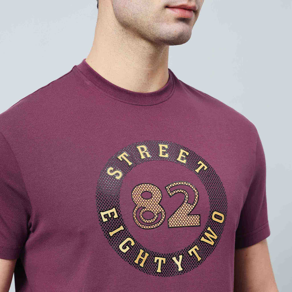 Regular Fit Crew Neck T-shirt with Circle Logo Print
