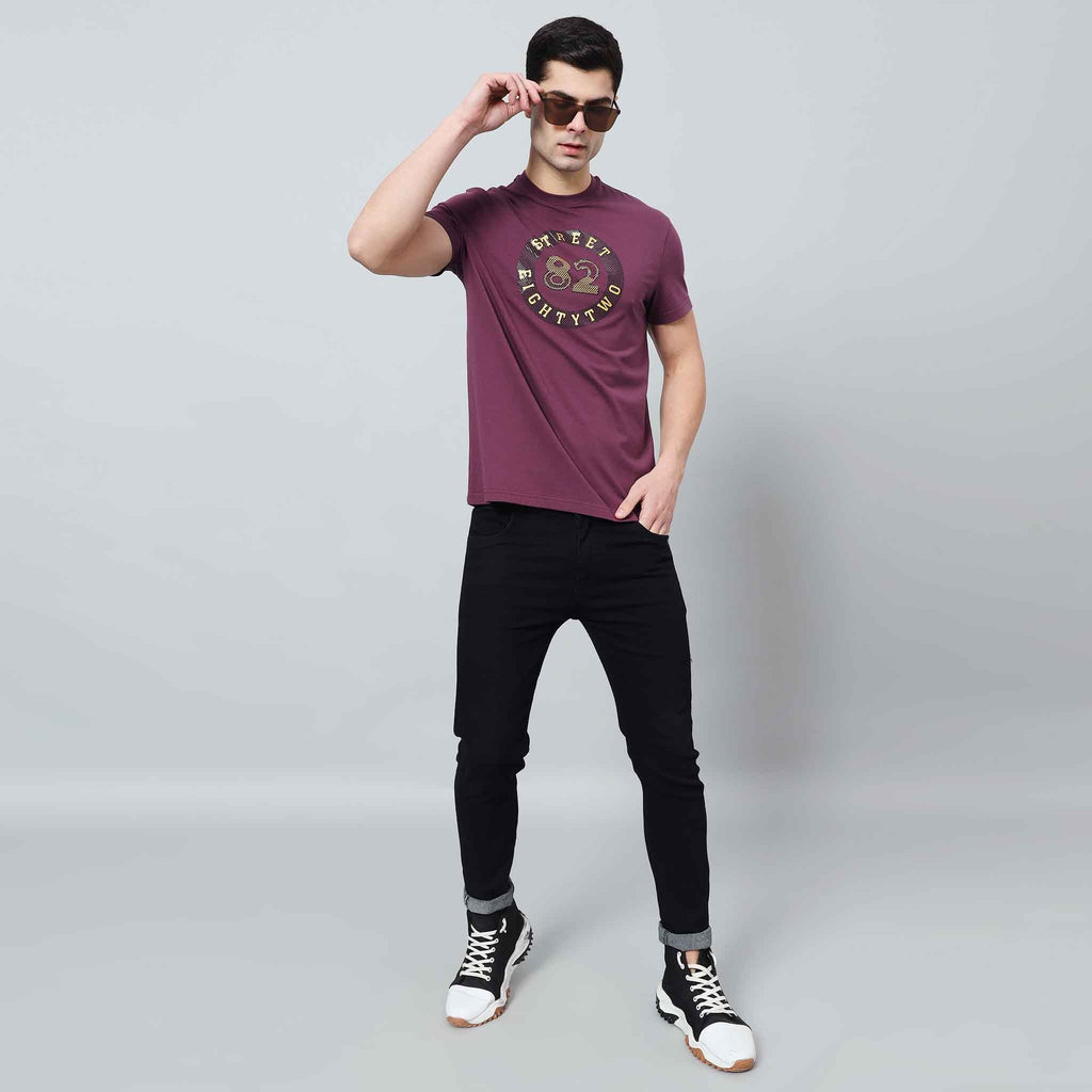 Regular Fit Crew Neck T-shirt with Circle Logo Print