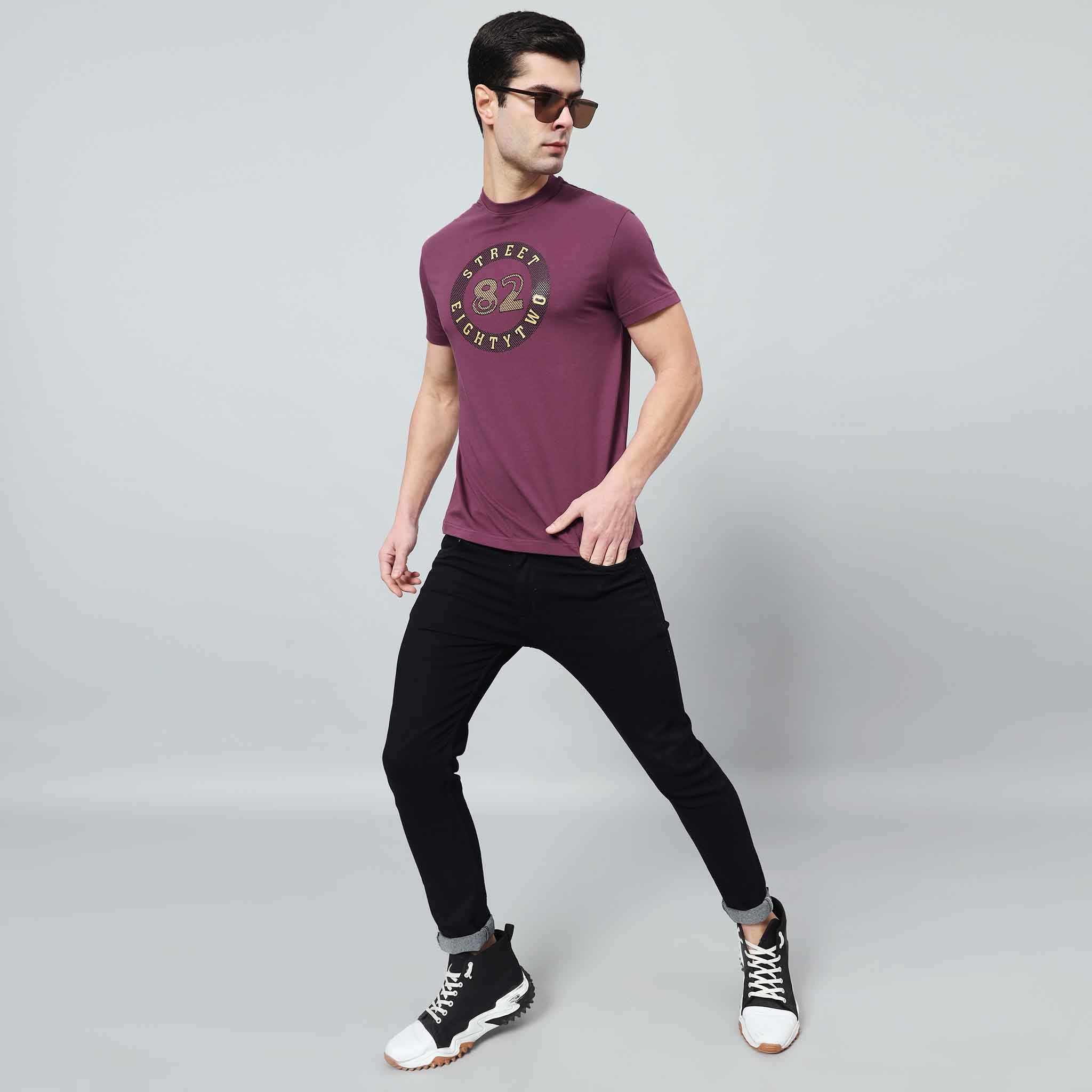 Regular Fit Crew Neck T-shirt with Circle Logo Print