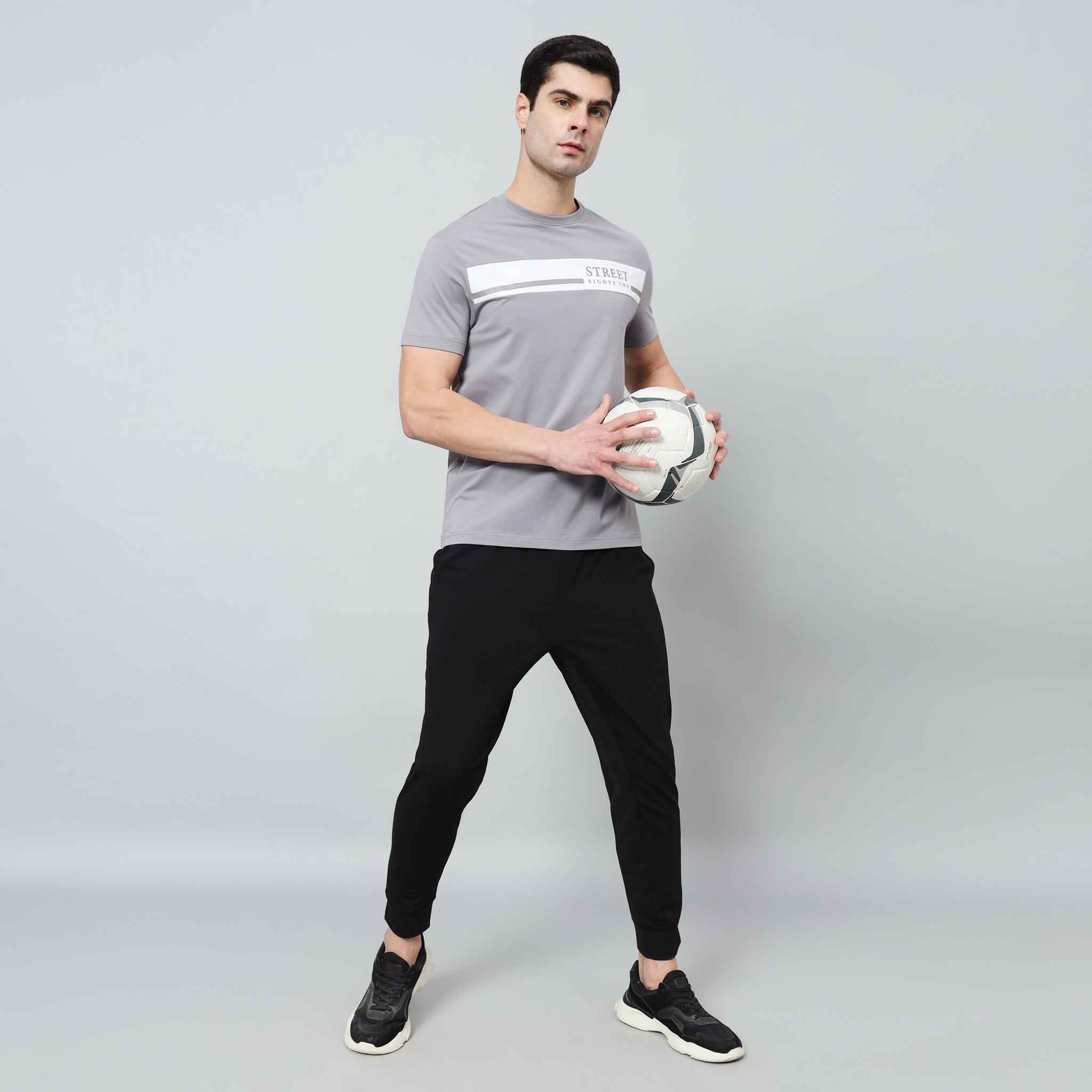 Regular Fit Crew Neck T-Shirt - Street82 Wording with Background Print