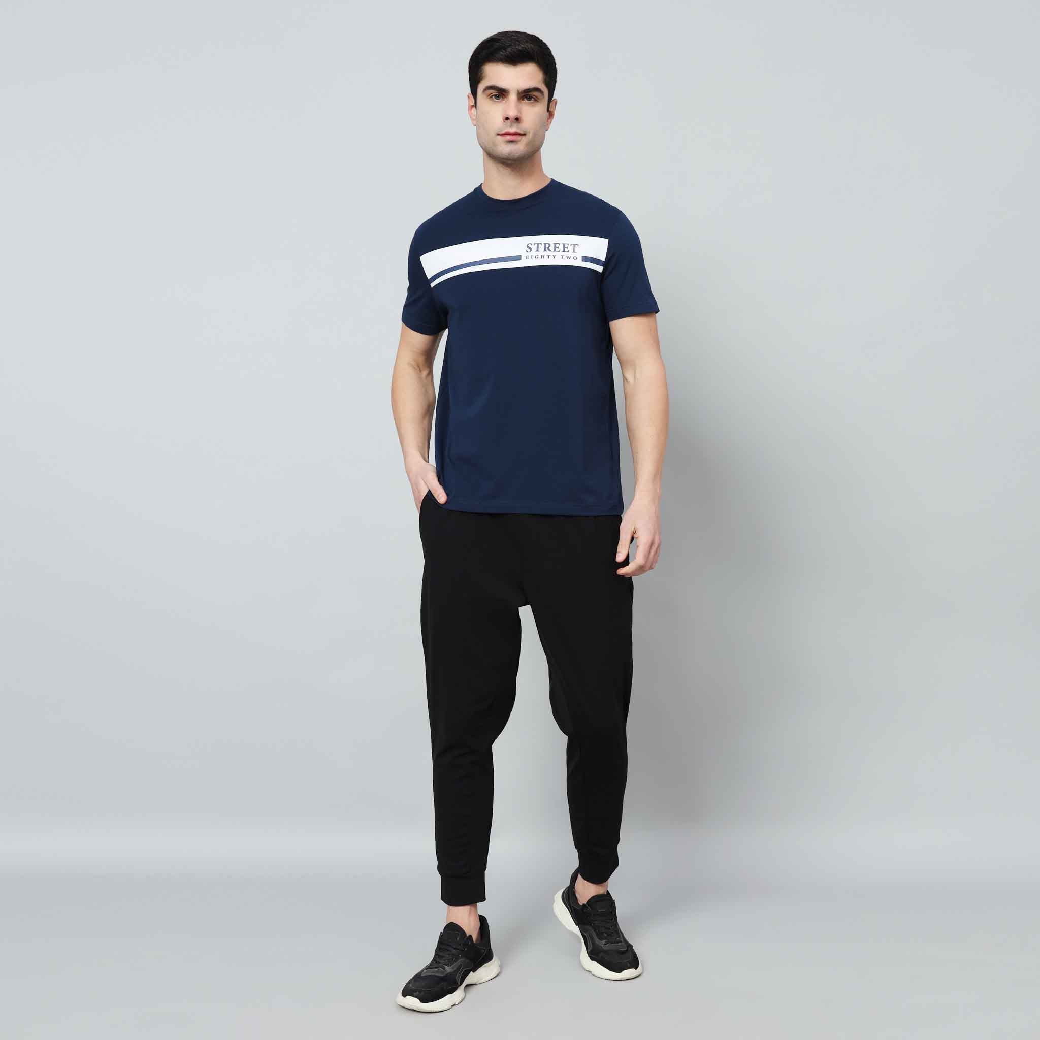 Regular Fit Crew Neck T-Shirt - Street82 Wording with Background Print