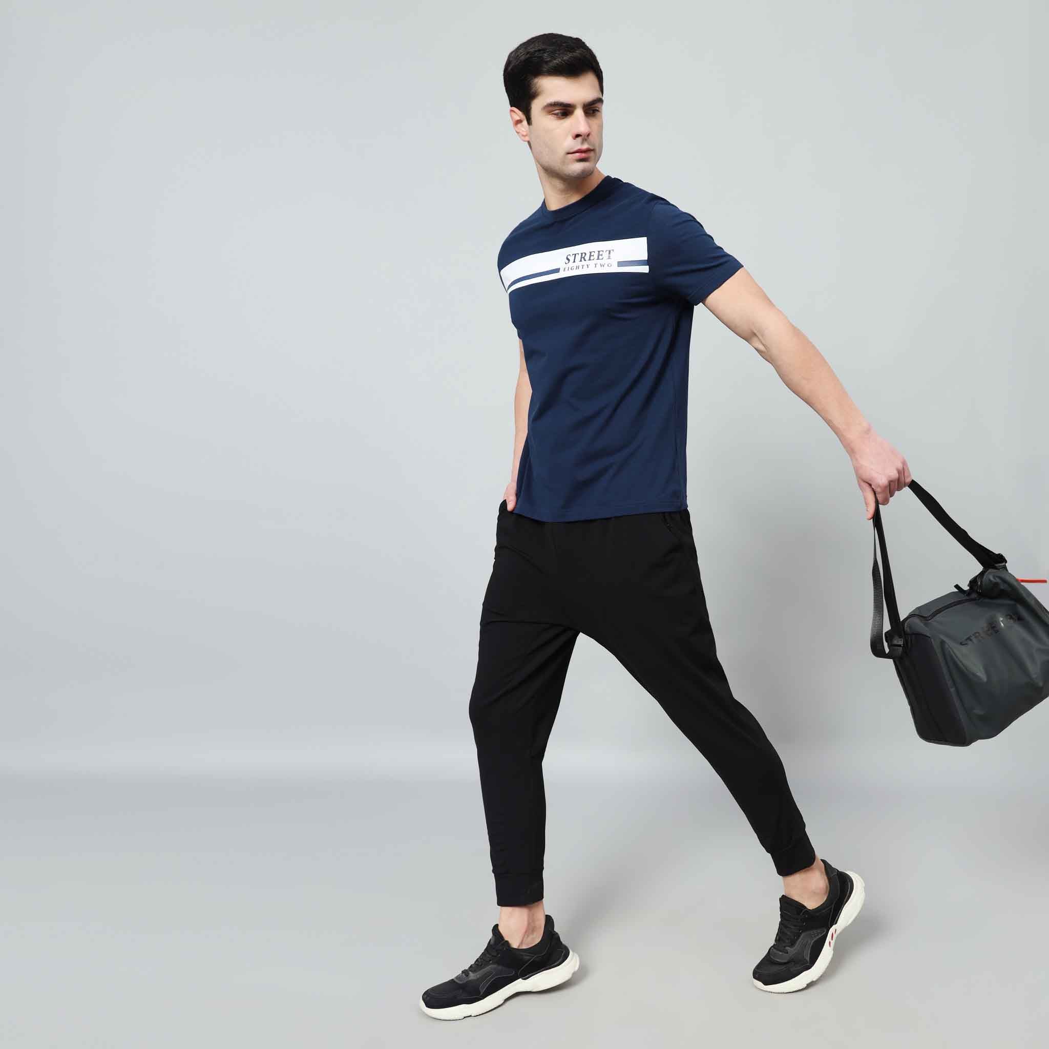 Regular Fit Crew Neck T-Shirt - Street82 Wording with Background Print