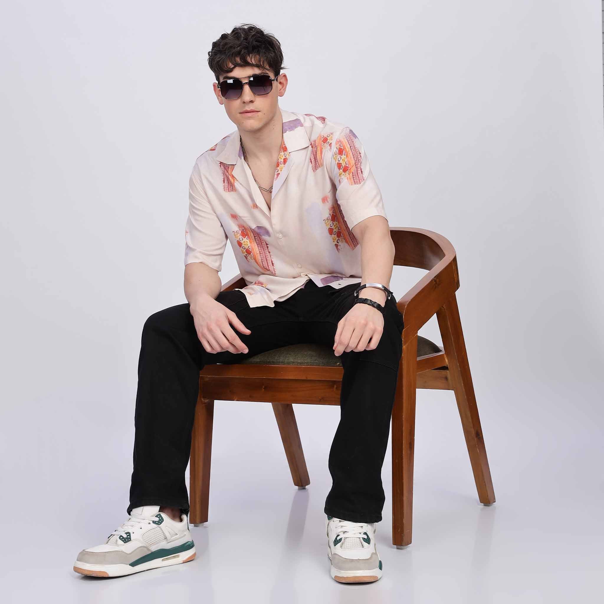 Multi-colored Printed Casual shirt mens