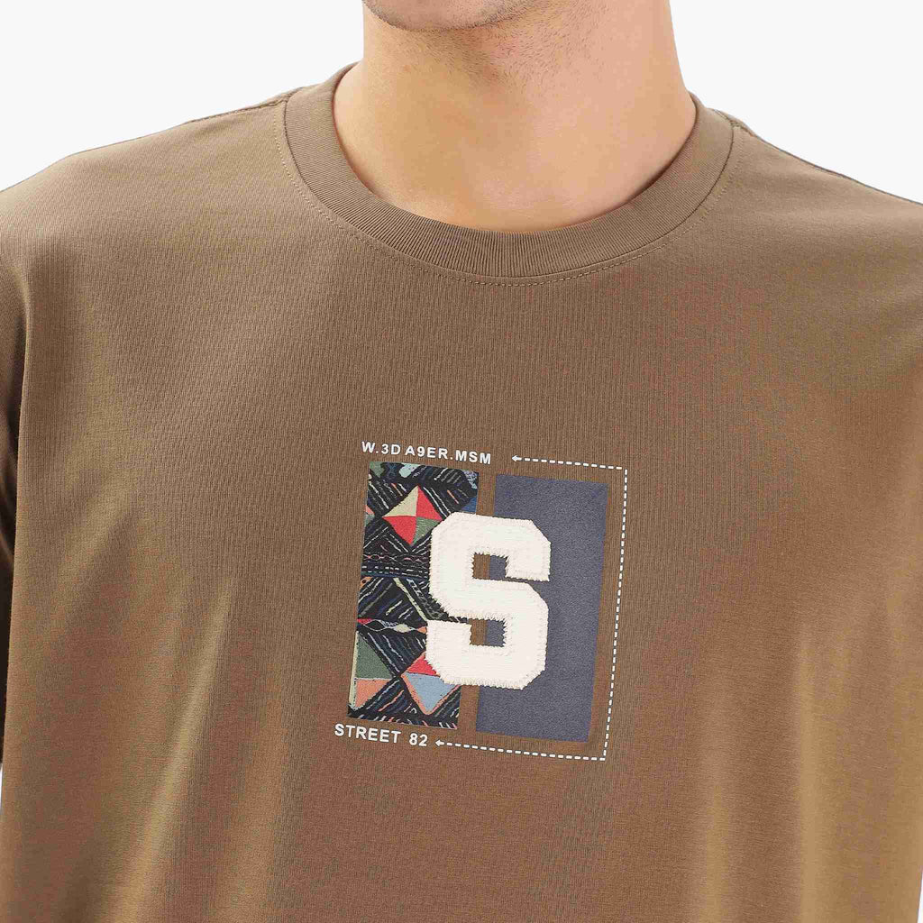 Mens Regular Fit Crew Neck T-shirt - Abstract Tribal Print