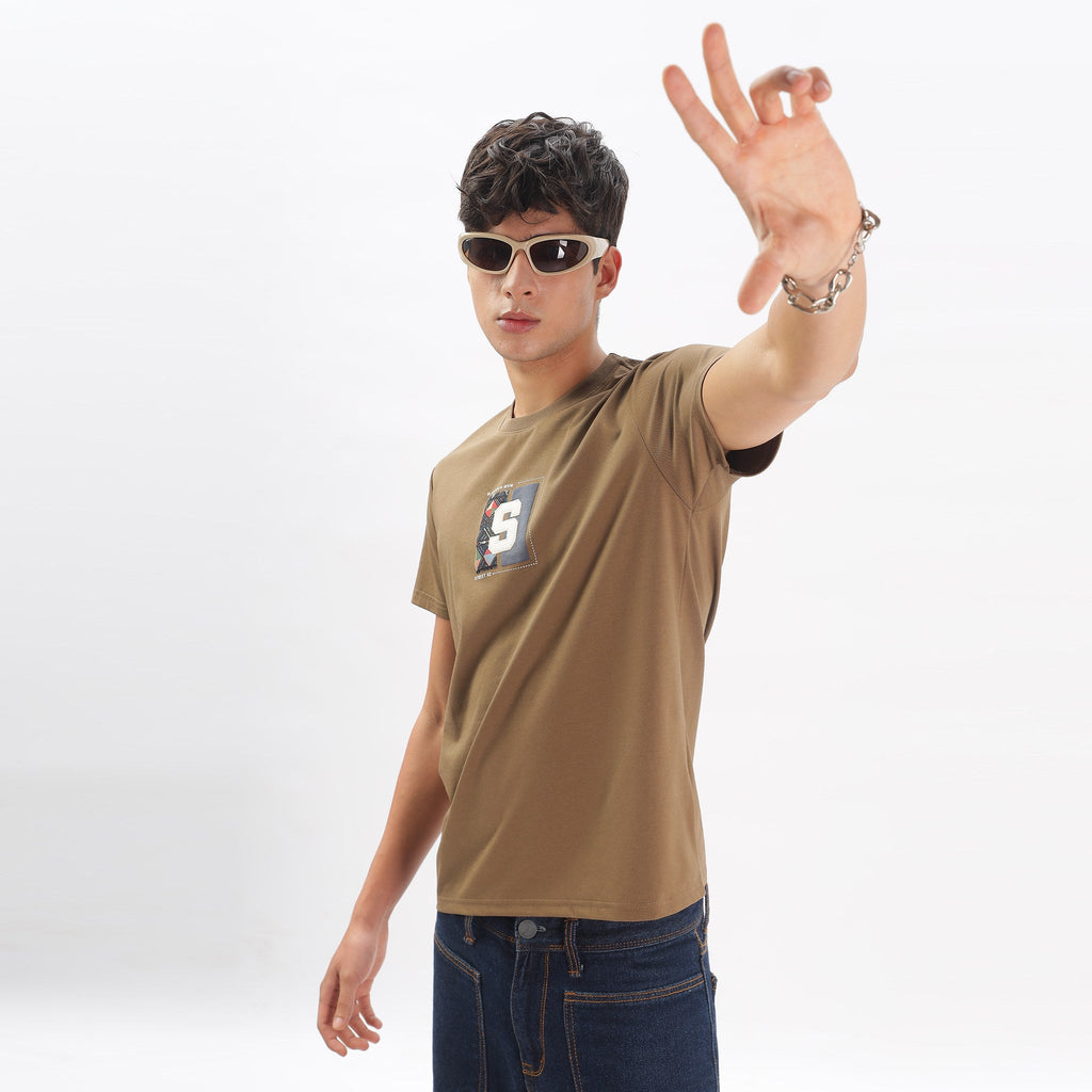 Mens Regular Fit Crew Neck T-shirt - Abstract Tribal Print