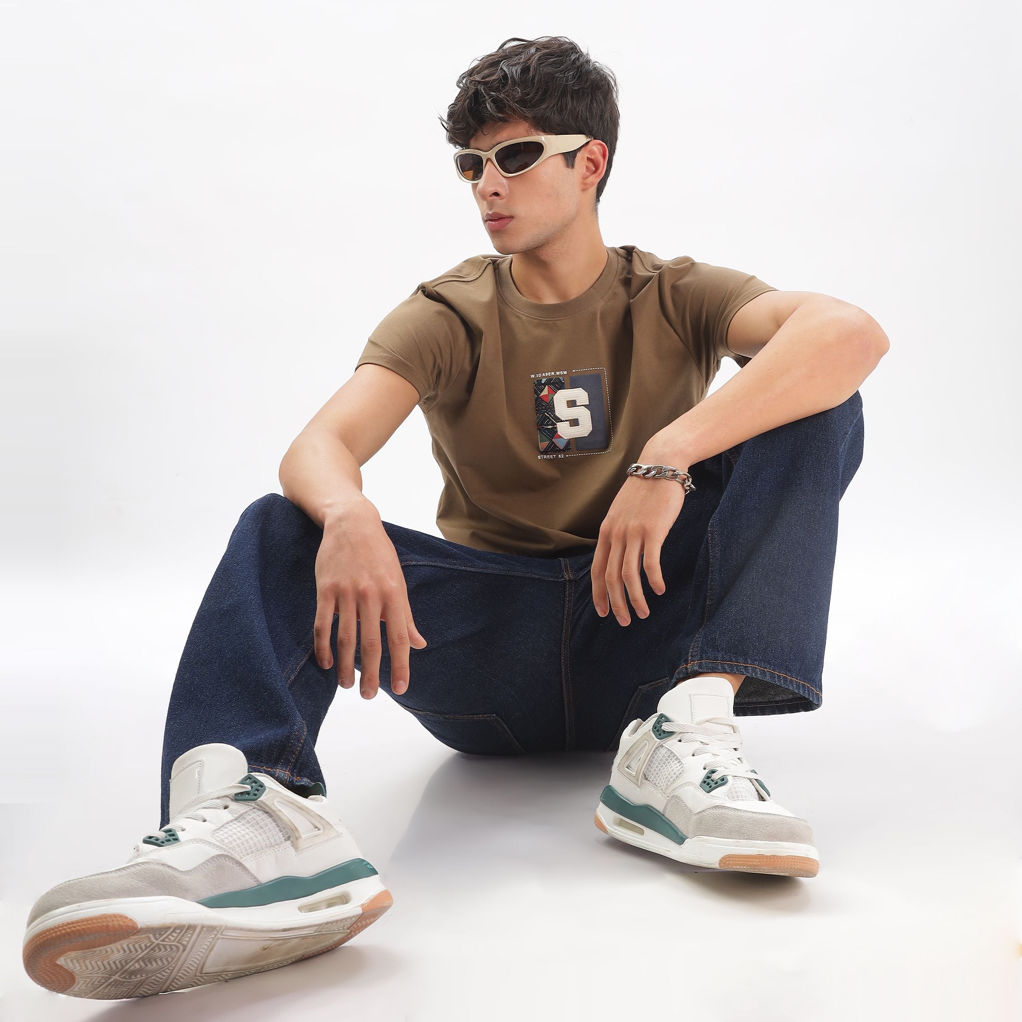 Mens Regular Fit Crew Neck T-shirt - Abstract Tribal Print