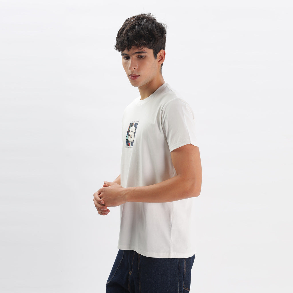 Mens Regular Fit Crew Neck T-shirt - Abstract Tribal Print