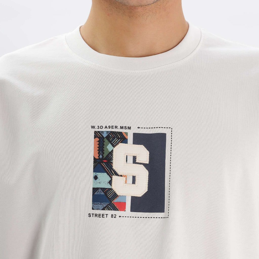 Mens Regular Fit Crew Neck T-shirt - Abstract Tribal Print