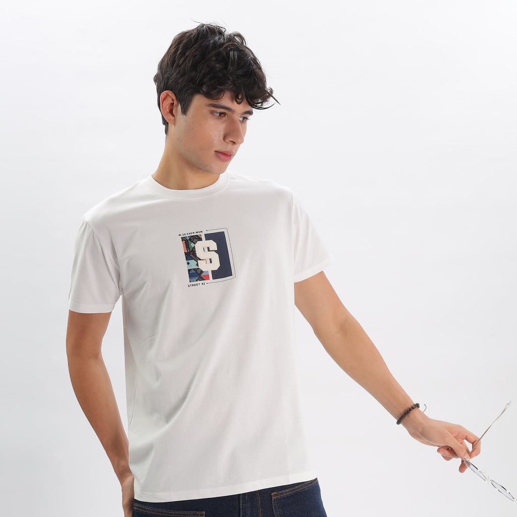 Mens Regular Fit Crew Neck T-shirt - Abstract Tribal Print