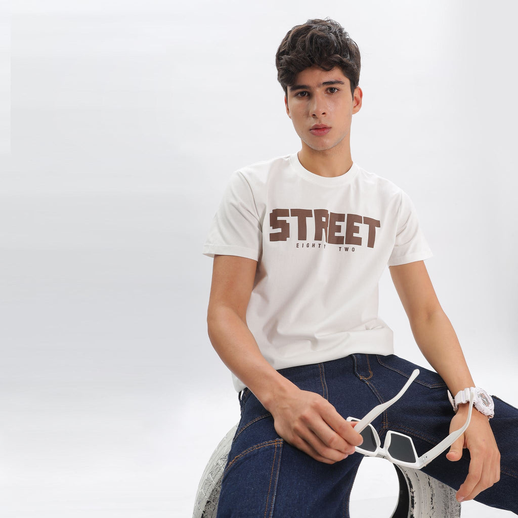 Mens Regular Fit Crew Neck T-shirt - Textured Print