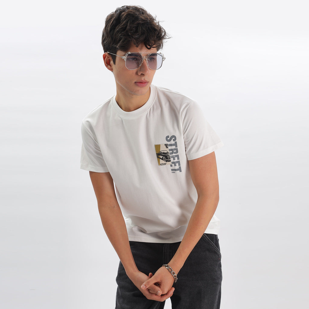 Mens Regular Fit Crew Neck T-shirt - Lasercut Design