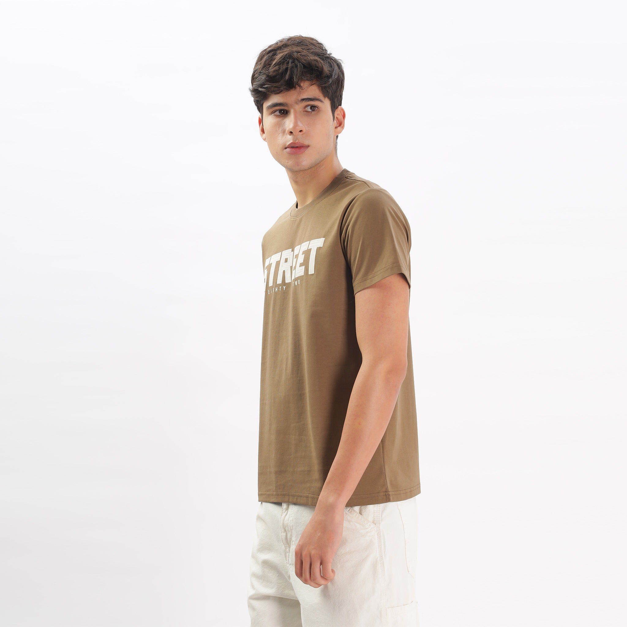 Mens Regular Fit Crew Neck T-shirt - Textured Print