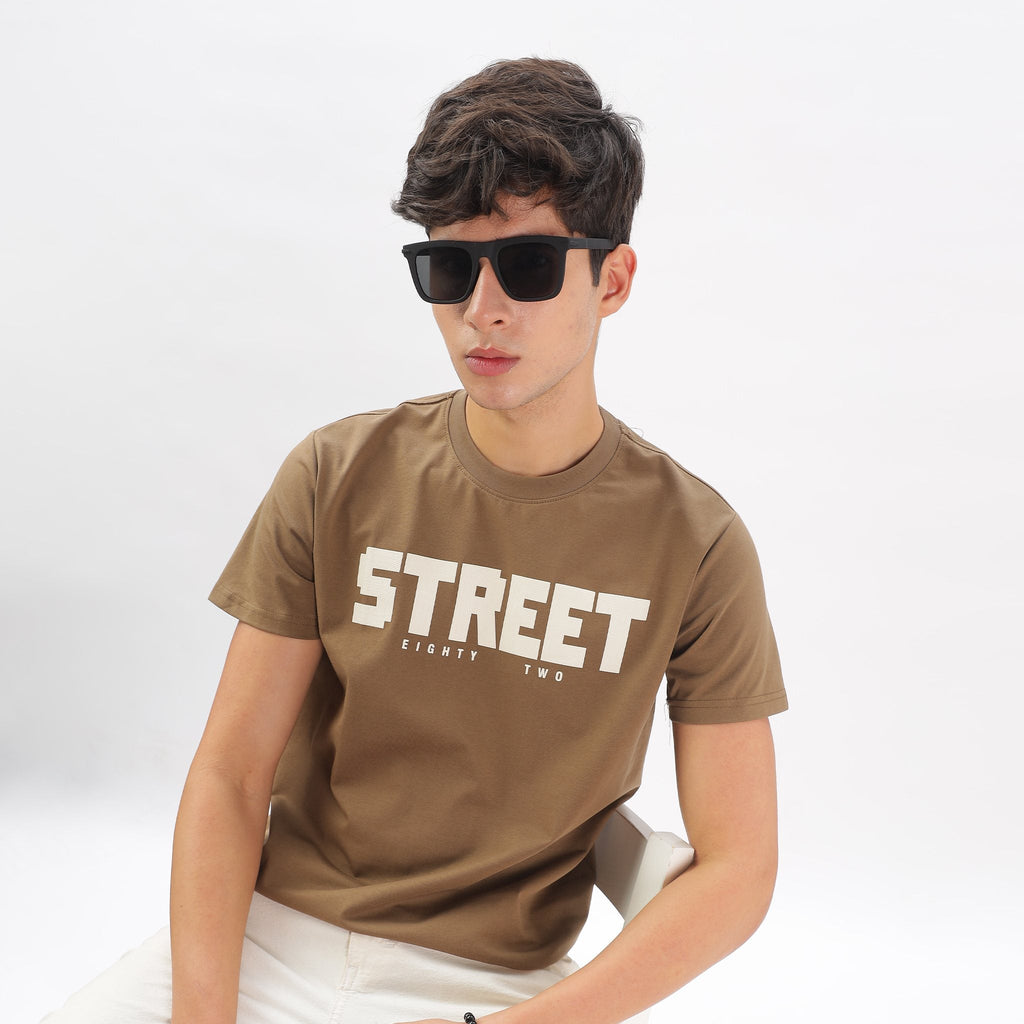 Mens Regular Fit Crew Neck T-shirt - Textured Print