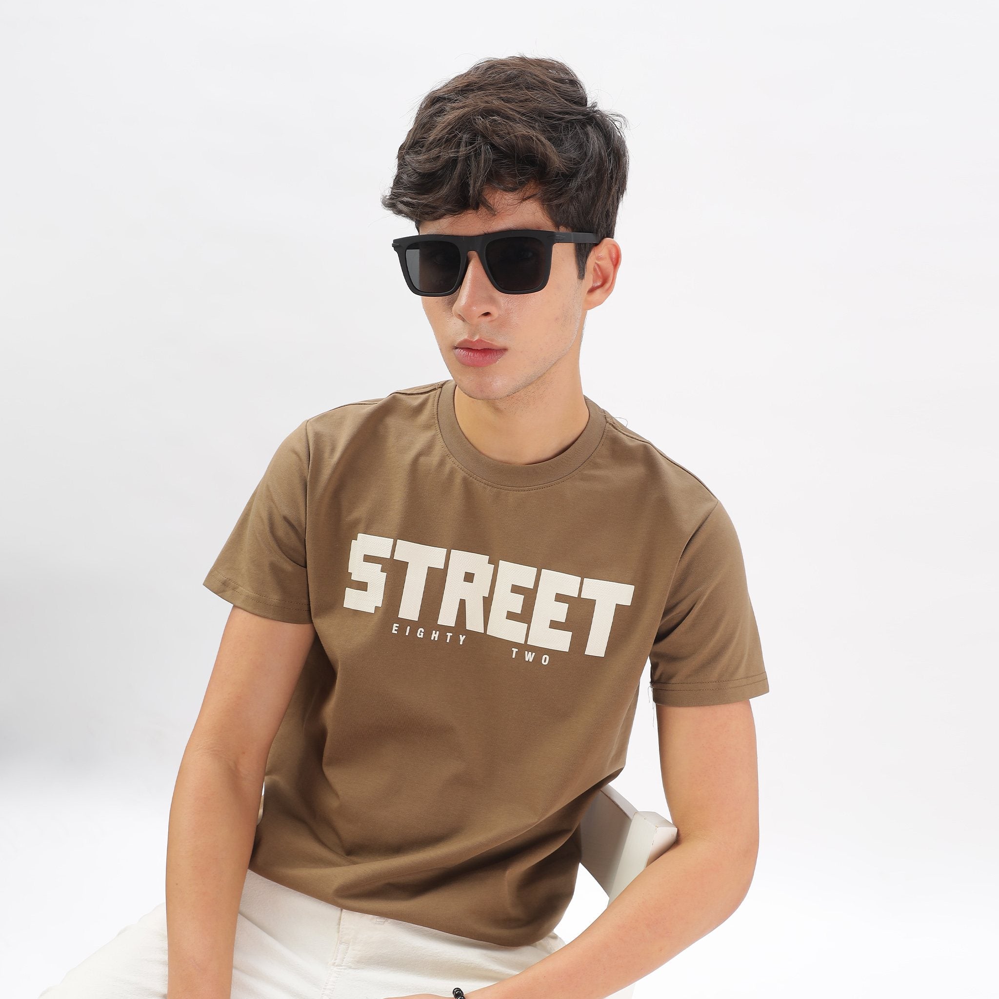 Mens Regular Fit Crew Neck T-shirt - Textured Print