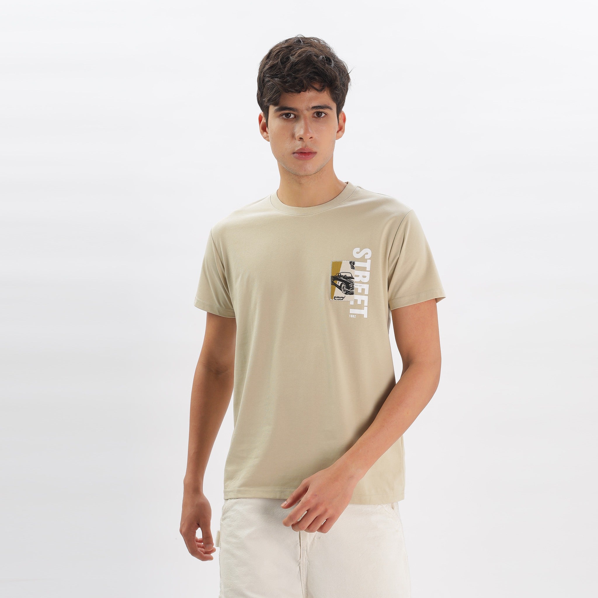 Mens Regular Fit Crew Neck T-shirt - Lasercut Design