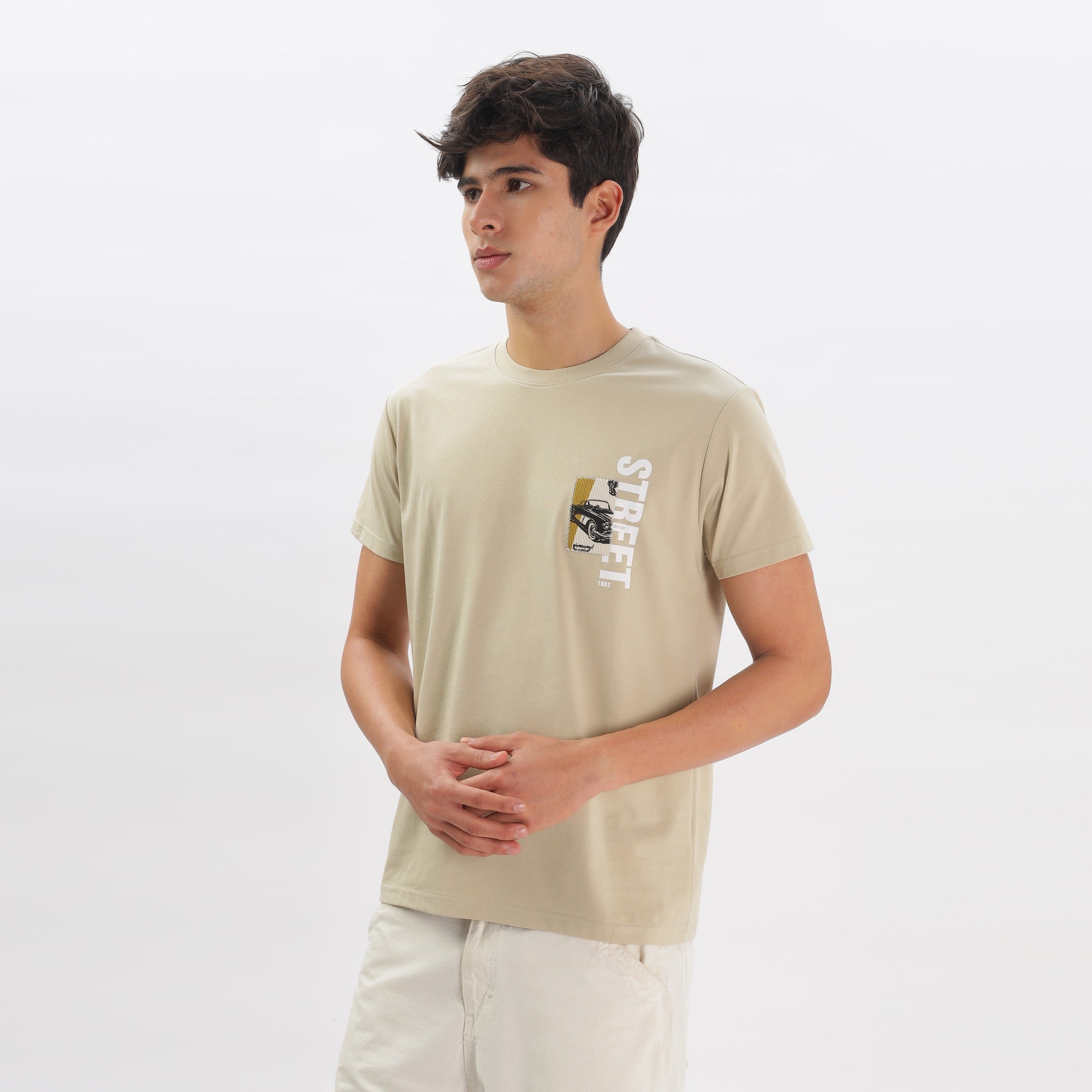 Mens Regular Fit Crew Neck T-shirt - Lasercut Design