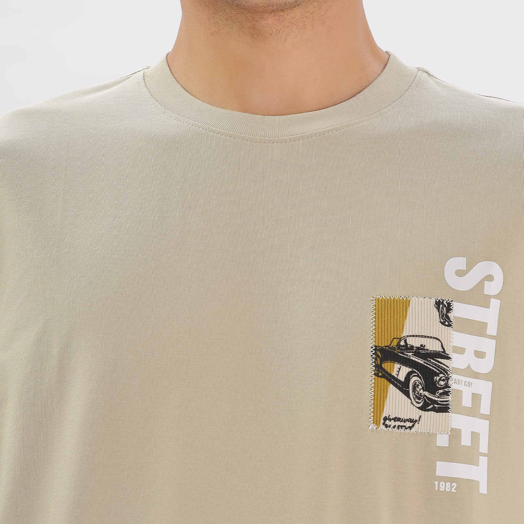 Mens Regular Fit Crew Neck T-shirt - Lasercut Design