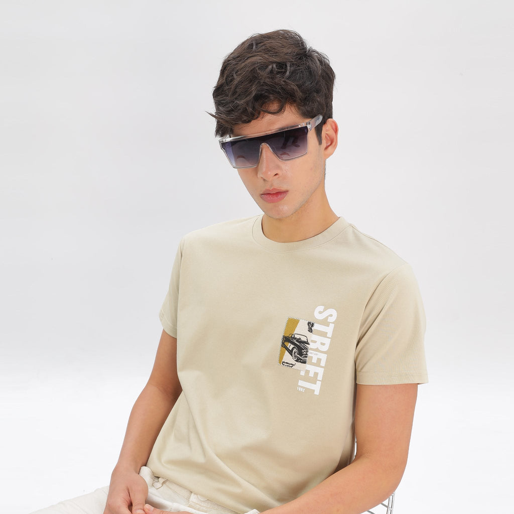 Mens Regular Fit Crew Neck T-shirt - Lasercut Design
