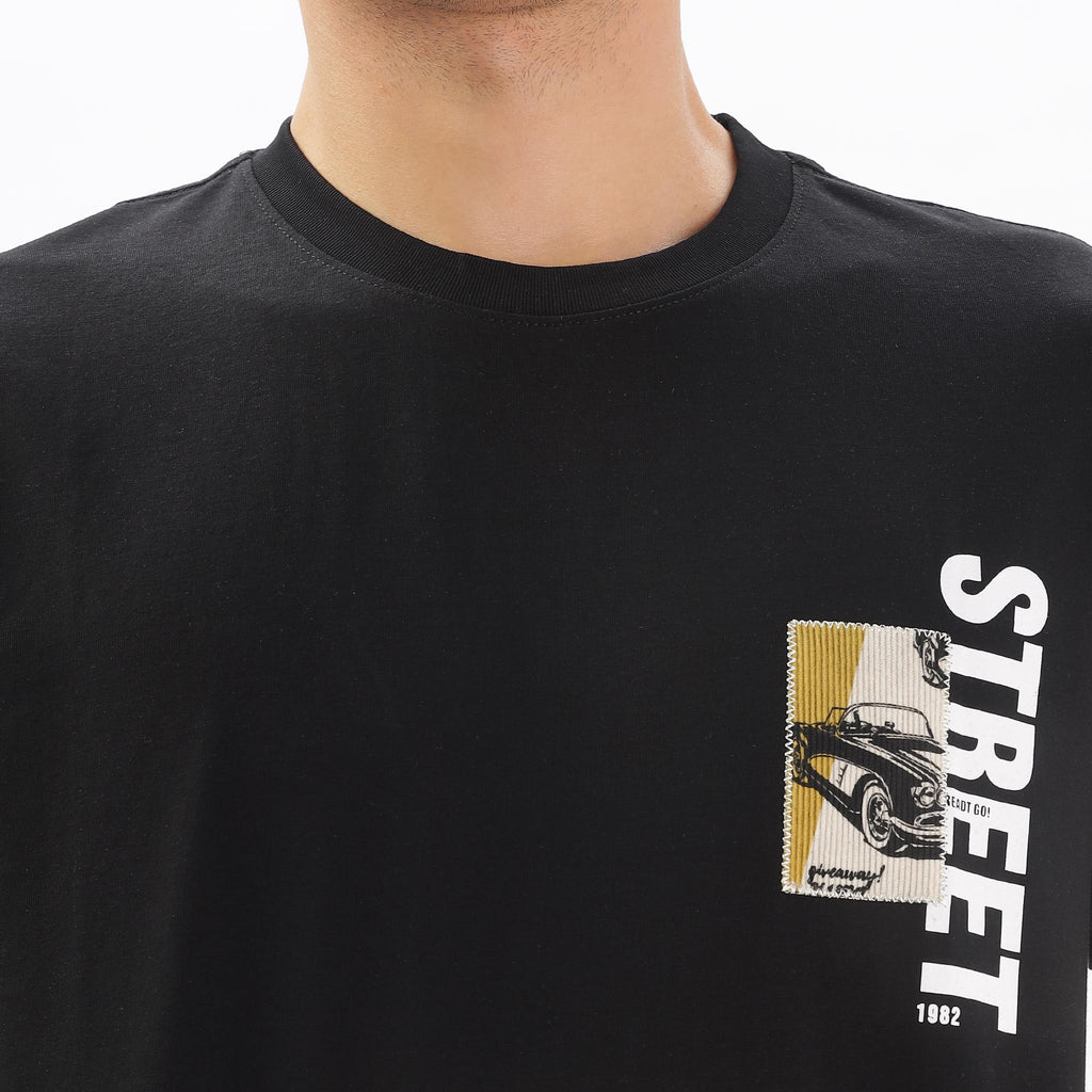 Mens Regular Fit Crew Neck T-shirt - Lasercut Design