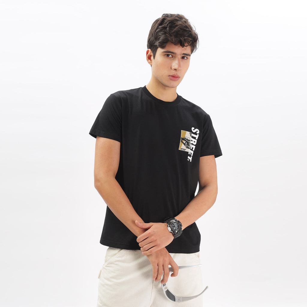 Mens Regular Fit Crew Neck T-shirt - Lasercut Design