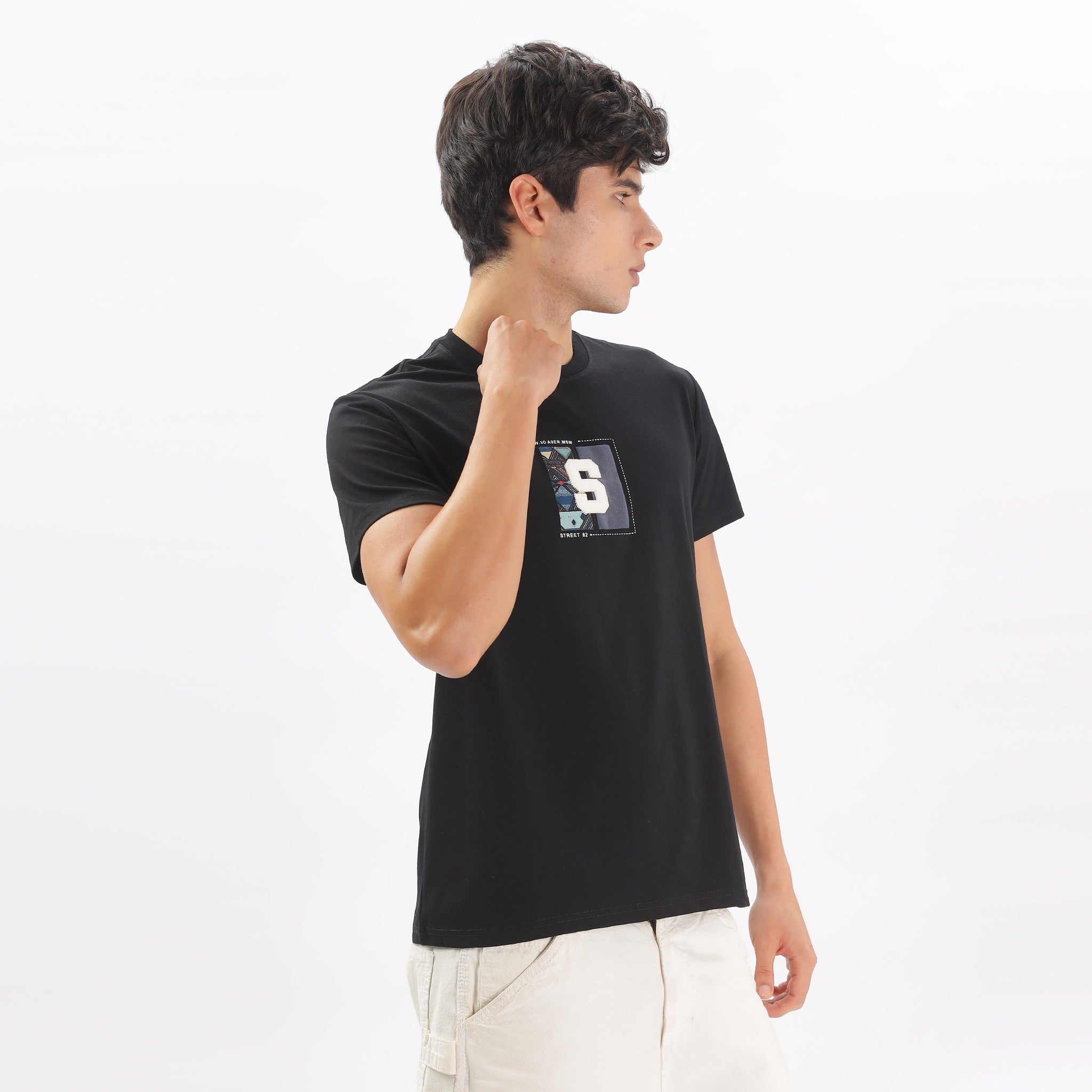 Mens Regular Fit Crew Neck T-shirt - Abstract Tribal Print