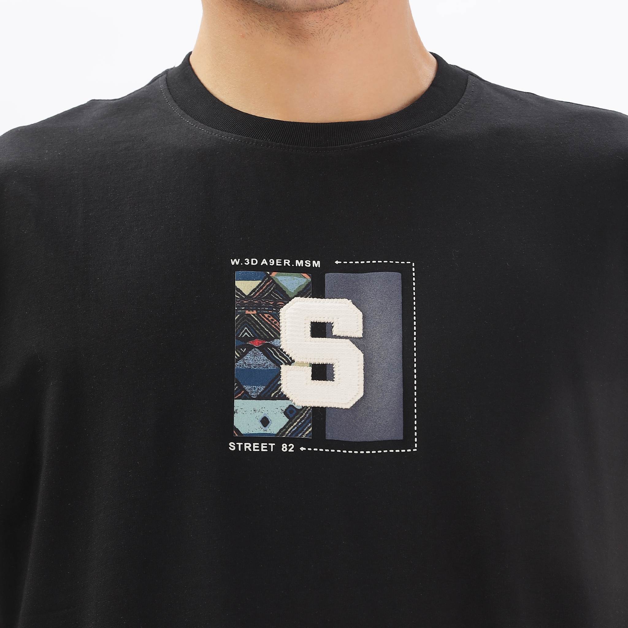 Mens Regular Fit Crew Neck T-shirt - Abstract Tribal Print