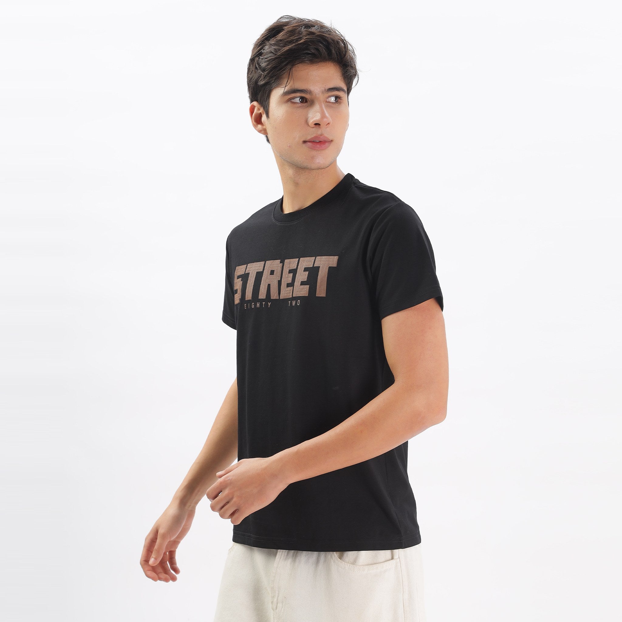 Mens Regular Fit Crew Neck T-shirt - Textured Print