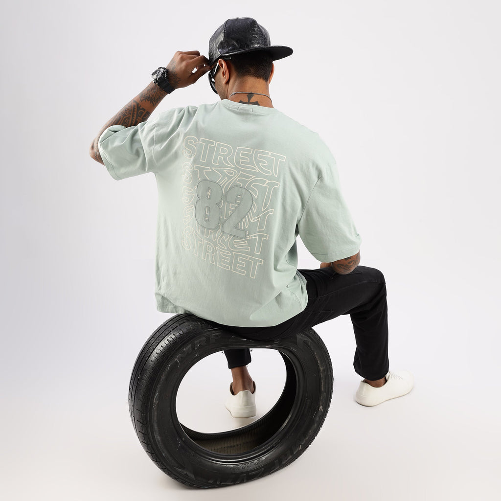 Unisex Rubber Print Embroidery Oversized T shirt