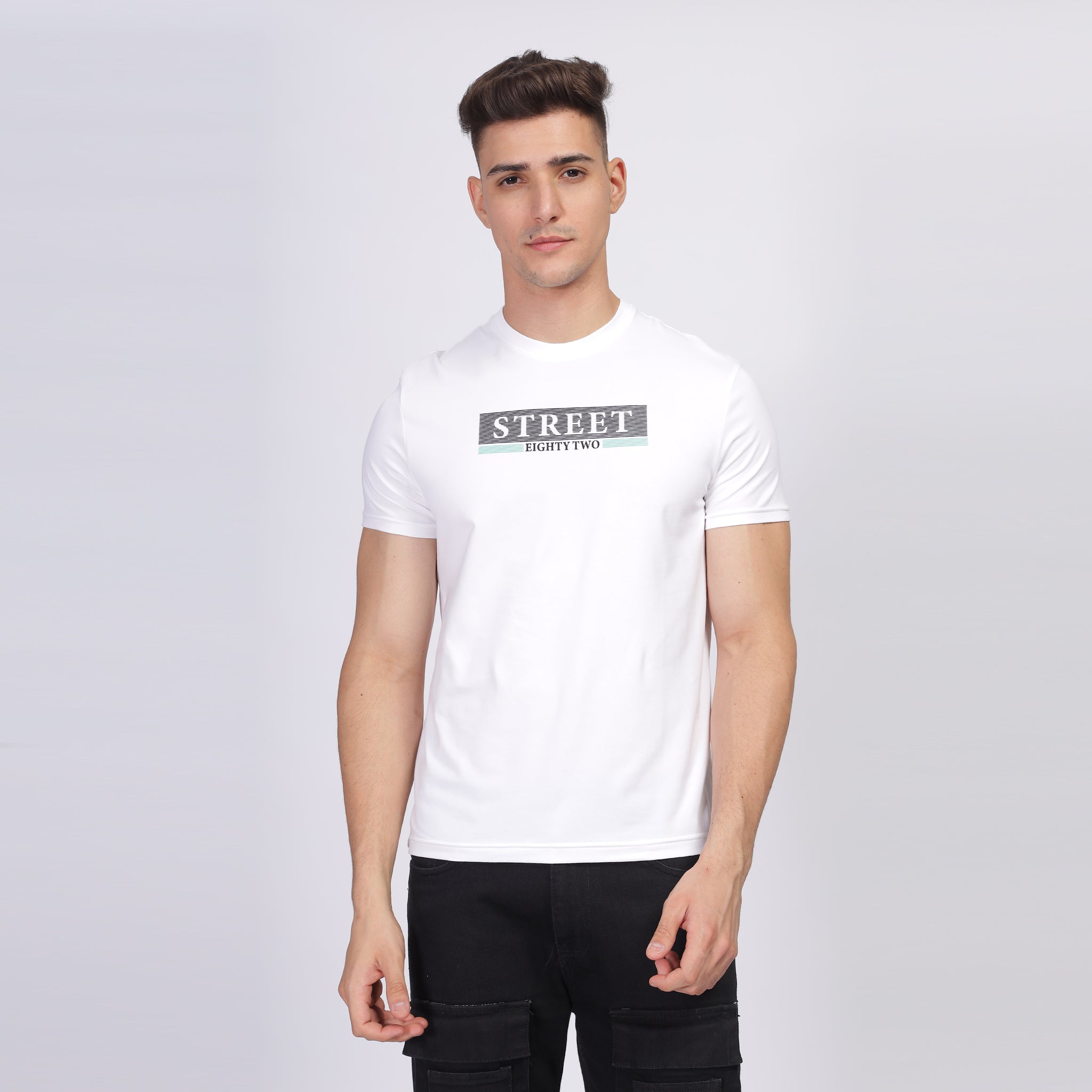 Regular Fit Crew Neck T-shirt - Street82 front print